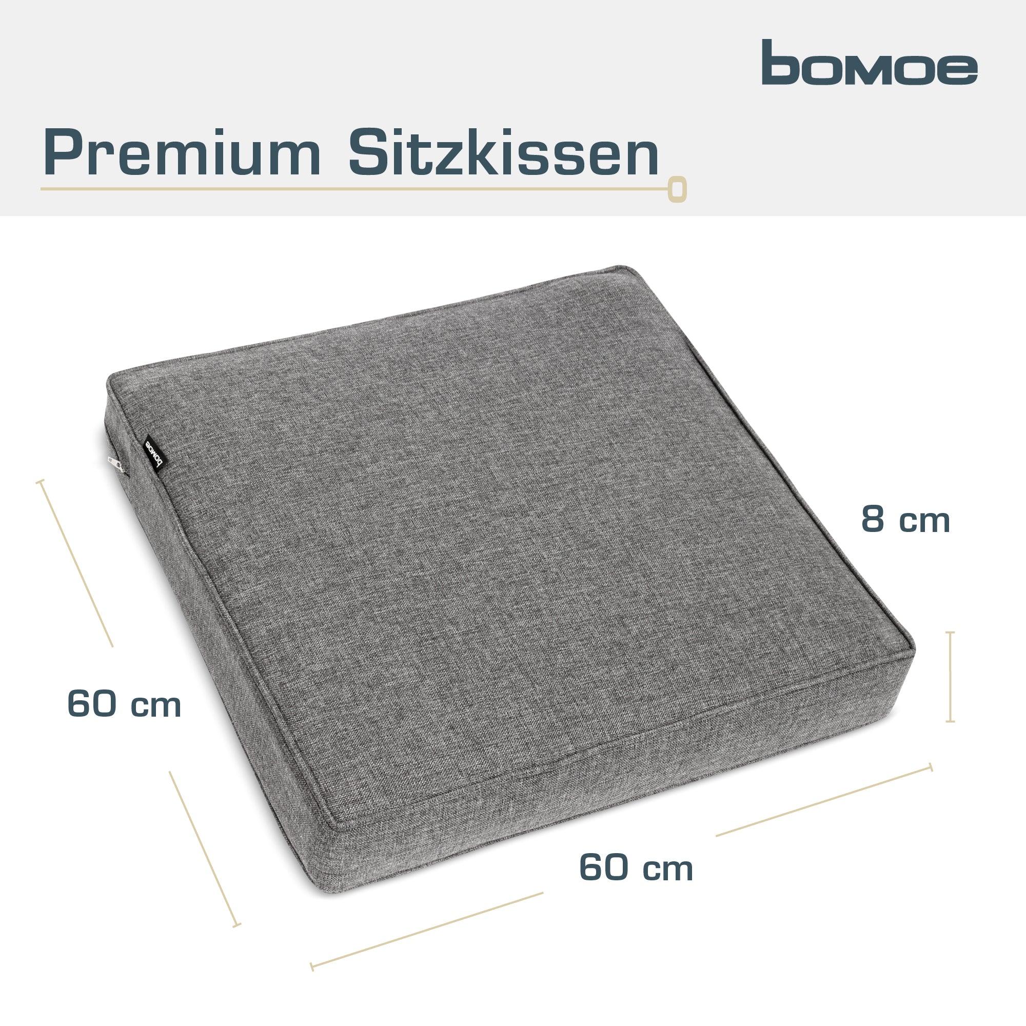 bomoe Outdoor Lounge Rückenkissen & Sitzkissen 10 cm dick Hellgrau – L