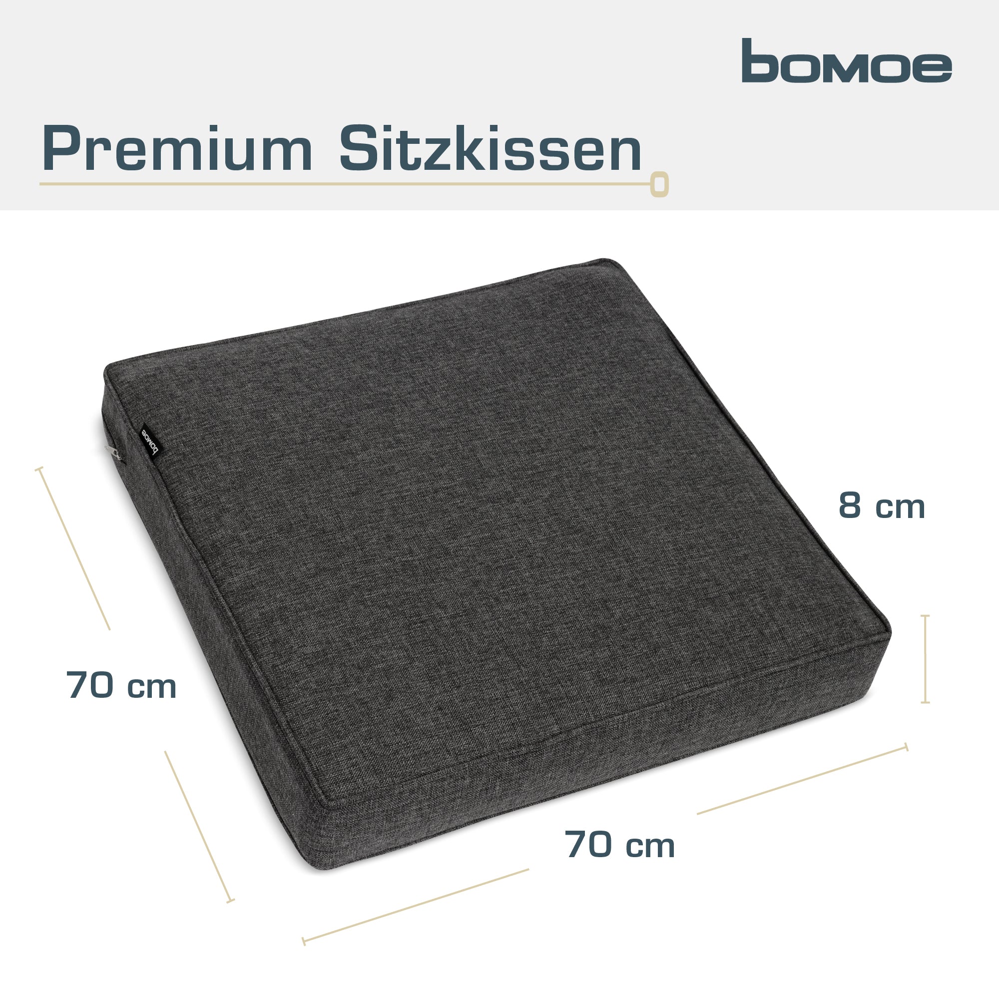 bomoe Outdoor Lounge Rückenkissen & Sitzkissen 8/10 cm dick Anthrazit 