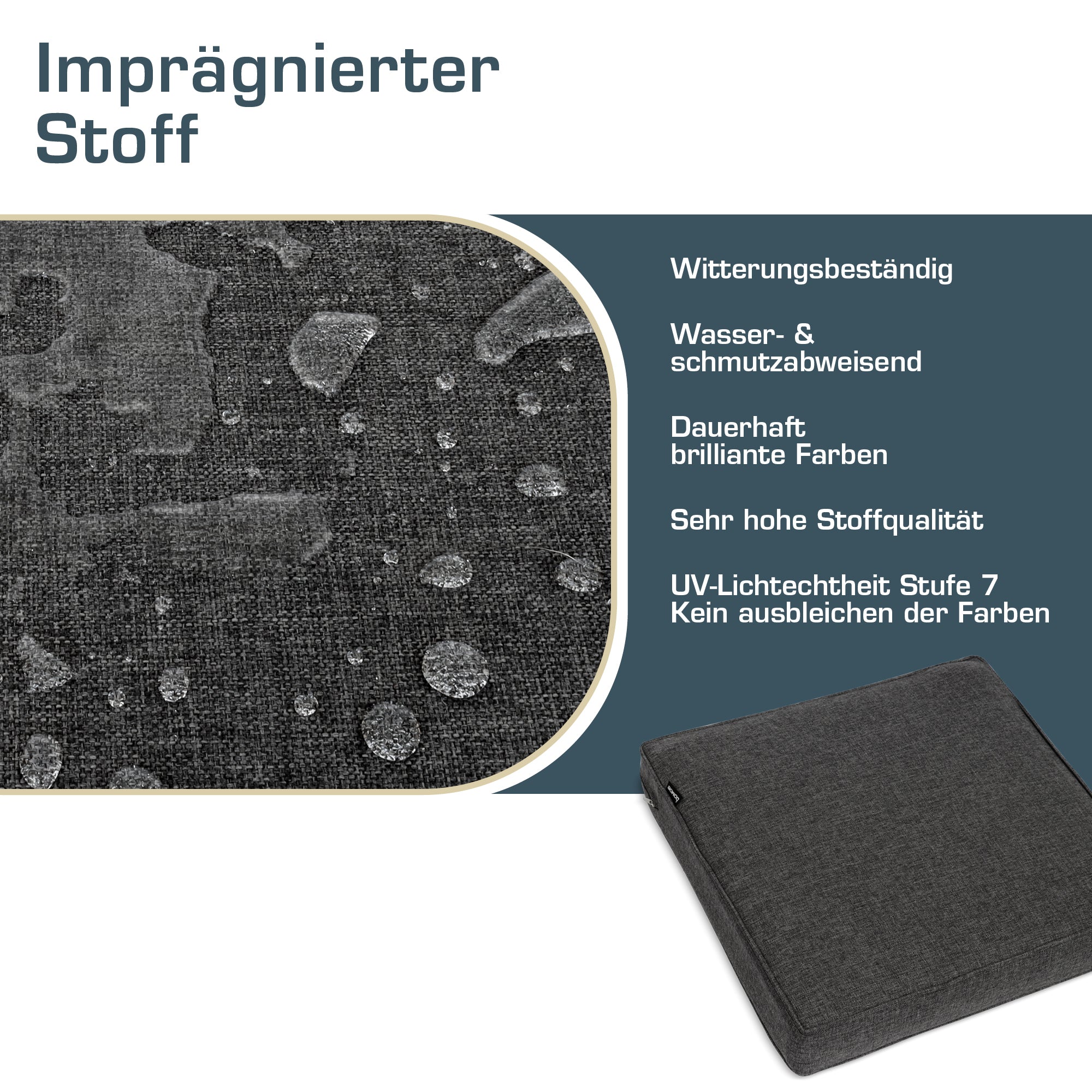 bomoe Outdoor Lounge Rückenkissen & Sitzkissen 8/10 cm dick Anthrazit 