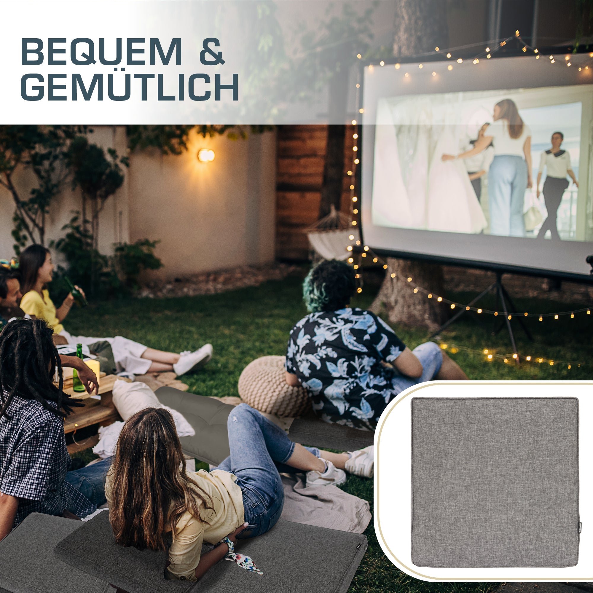 bomoe Outdoor Lounge Rückenkissen & Sitzkissen 10 cm dick Hellgrau – L