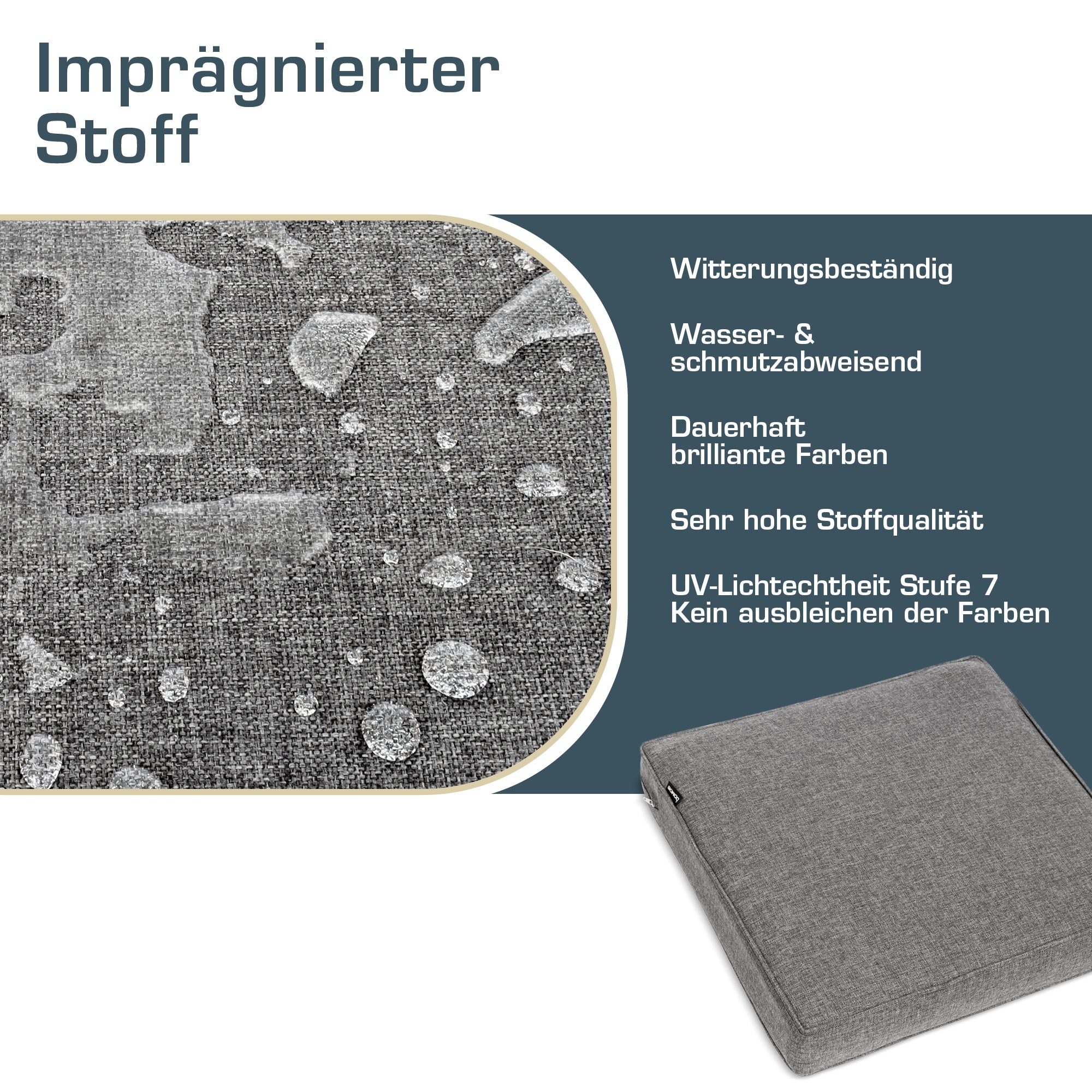 bomoe Outdoor Lounge Rückenkissen & Sitzkissen 10 cm dick Hellgrau – L