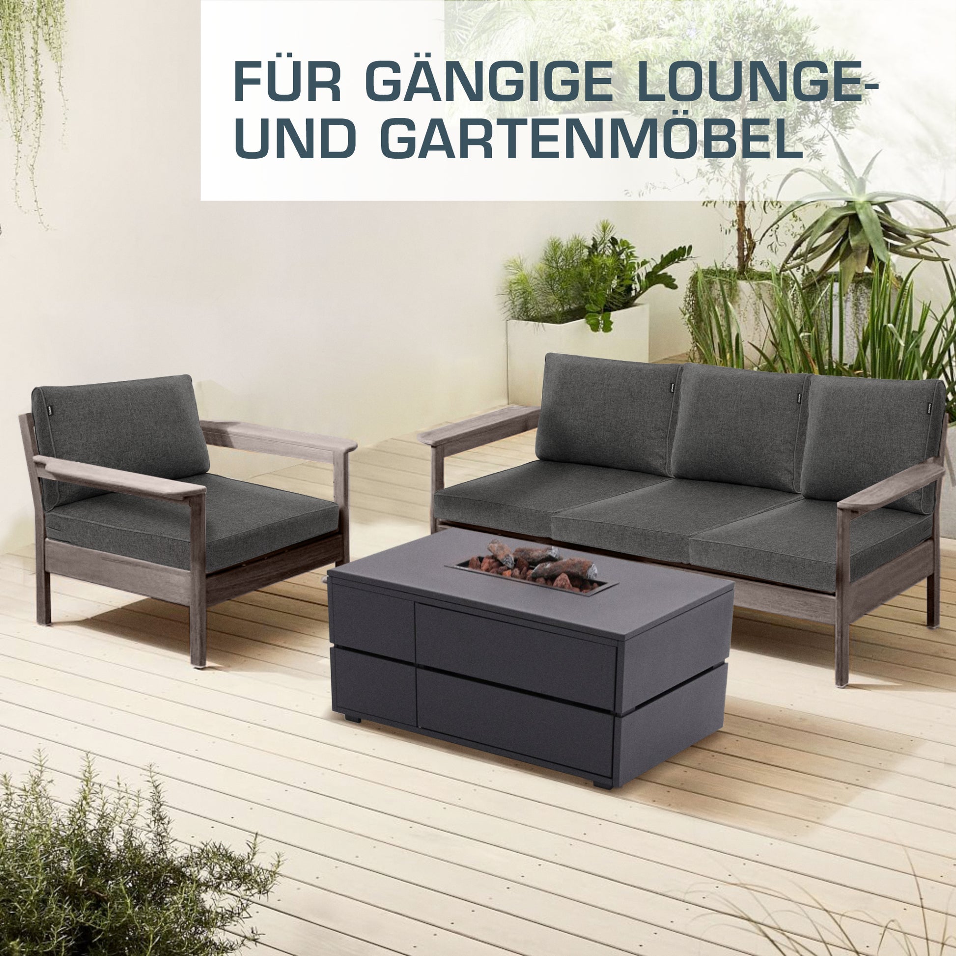 bomoe Outdoor Lounge Rückenkissen & Sitzkissen 8/10 cm dick Anthrazit 