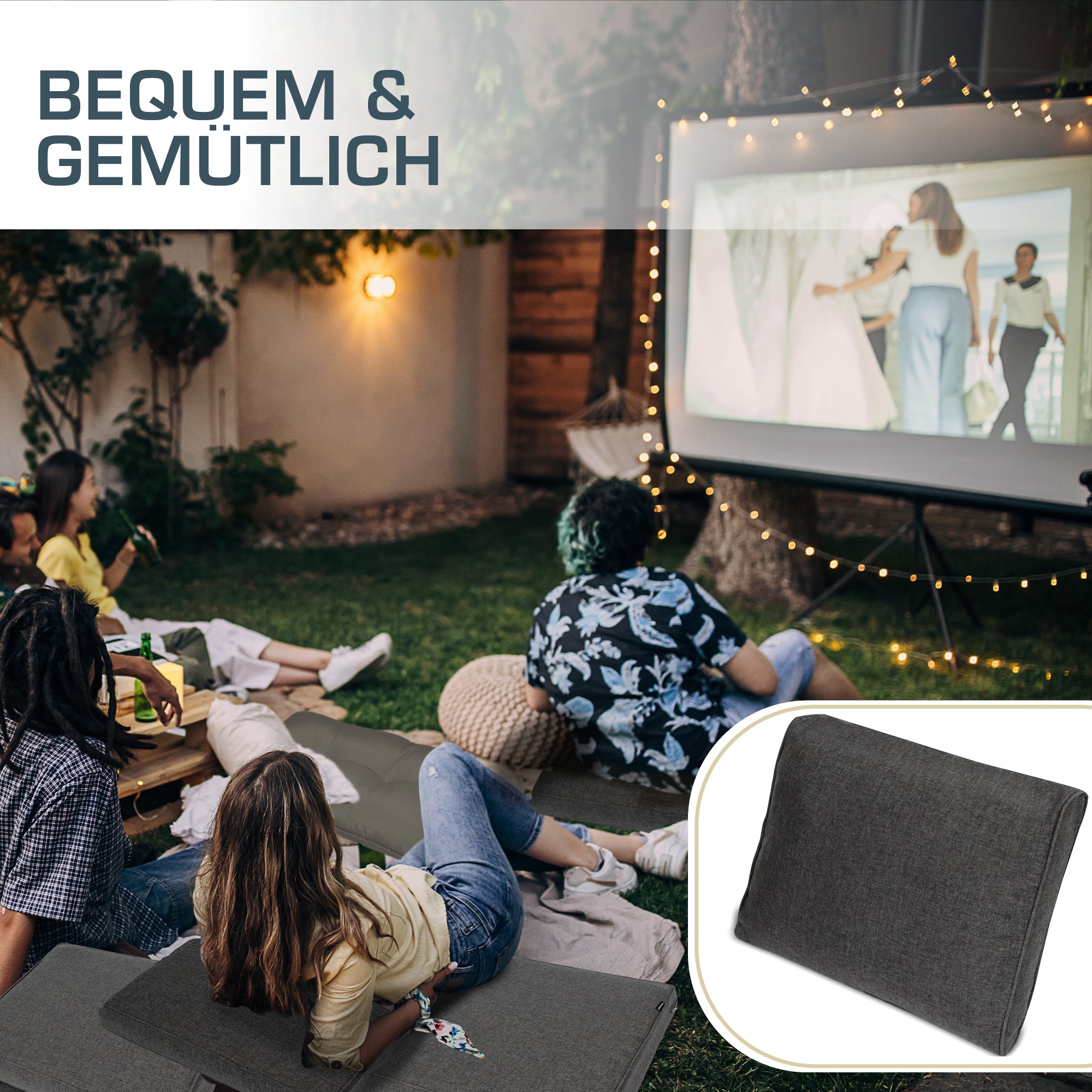 bomoe Outdoor Lounge Rückenkissen & Sitzkissen 8/10 cm dick Anthrazit 