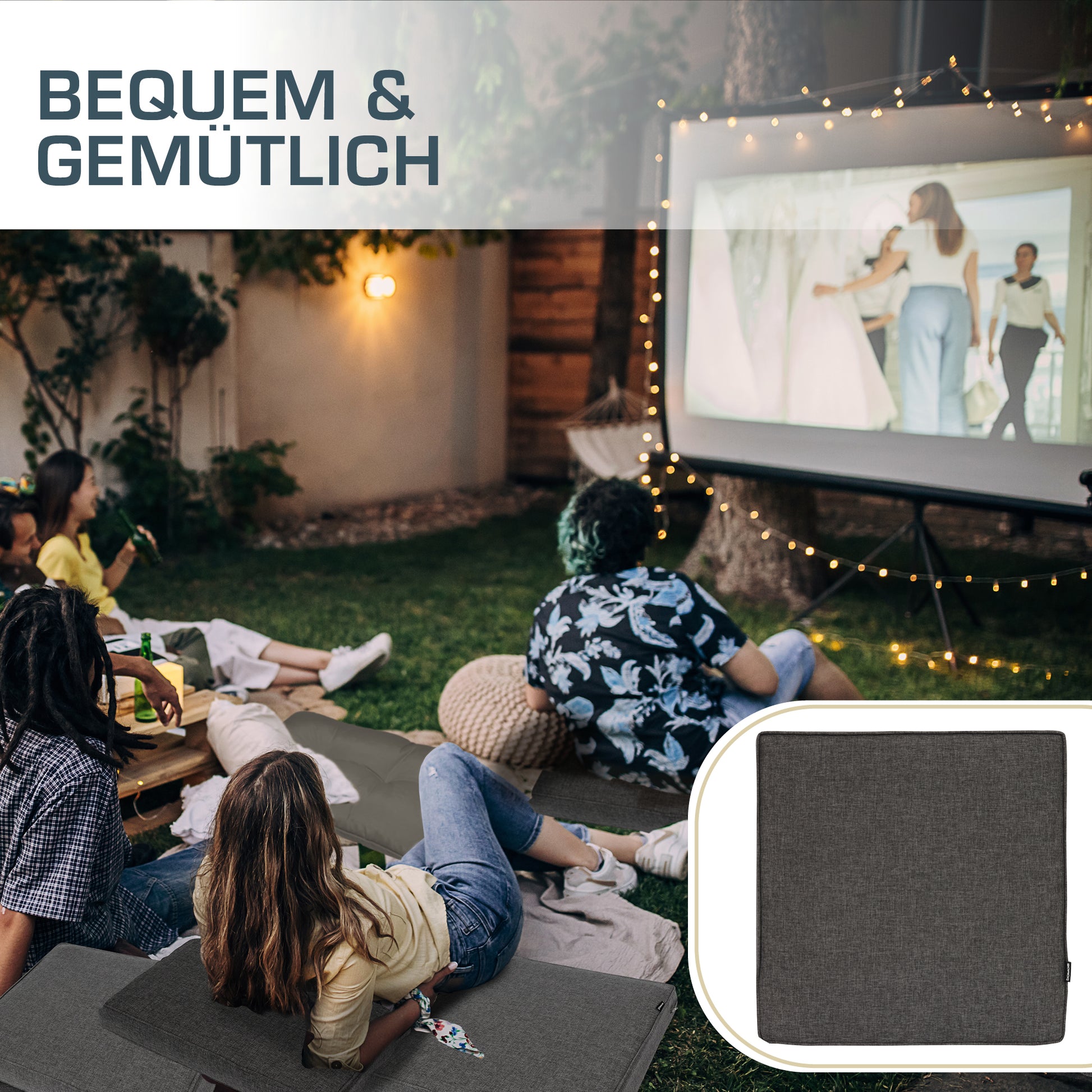 bomoe Outdoor Lounge Rückenkissen & Sitzkissen 8/10 cm dick Anthrazit 