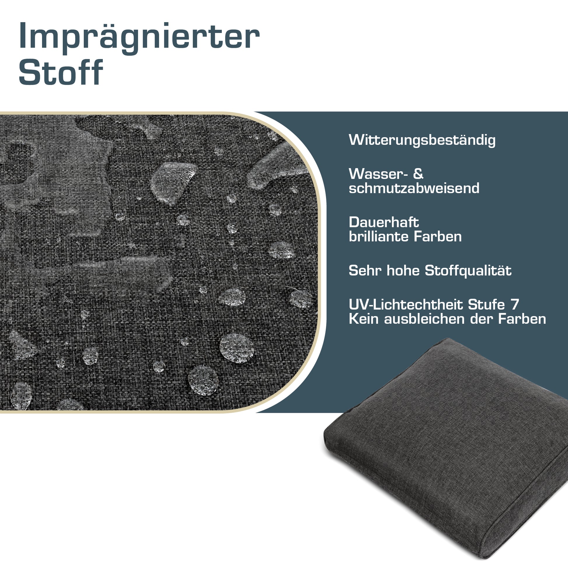 bomoe Outdoor Lounge Rückenkissen & Sitzkissen 8/10 cm dick Anthrazit 