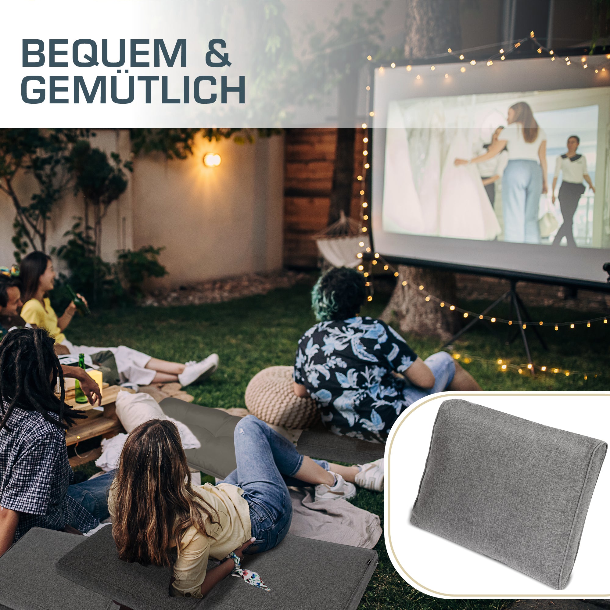 bomoe Outdoor Lounge Rückenkissen & Sitzkissen 10 cm dick Hellgrau – L