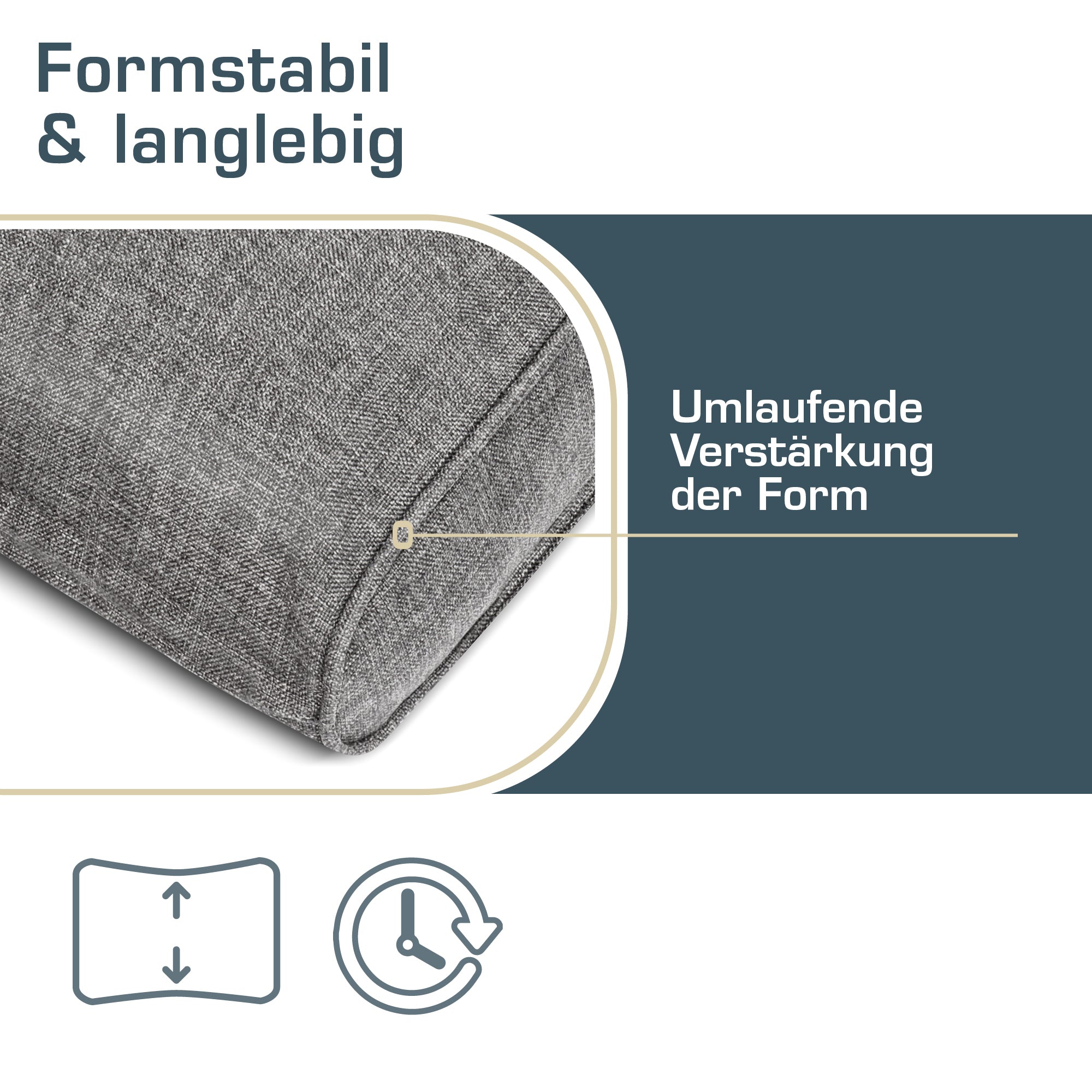 bomoe Outdoor Lounge Rückenkissen & Sitzkissen 10 cm dick Hellgrau – L