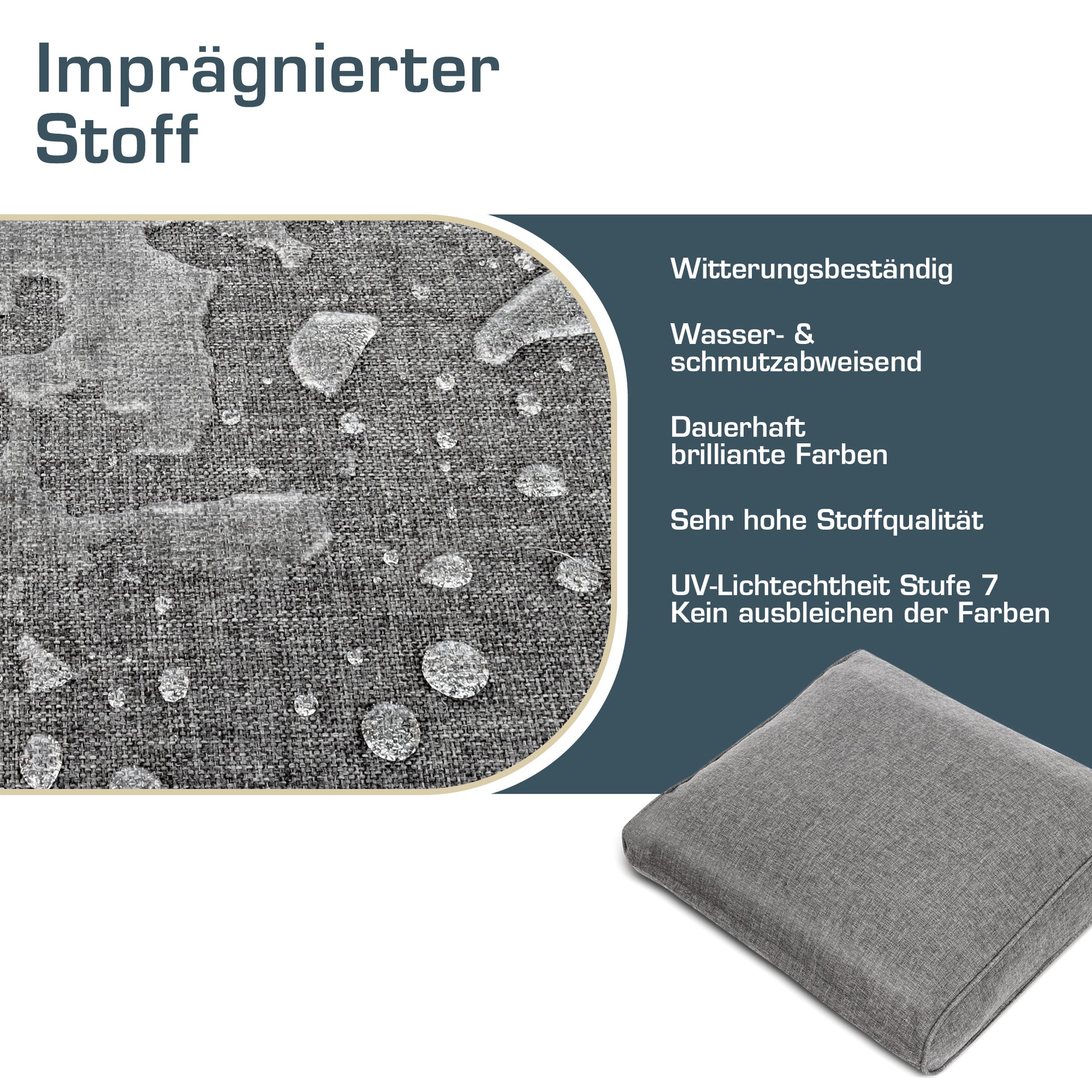 bomoe Outdoor Lounge Rückenkissen & Sitzkissen 10 cm dick Hellgrau – L