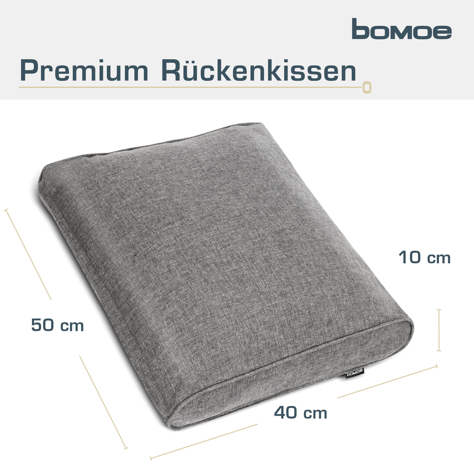 bomoe Outdoor Lounge Rückenkissen & Sitzkissen 10 cm dick Hellgrau – L