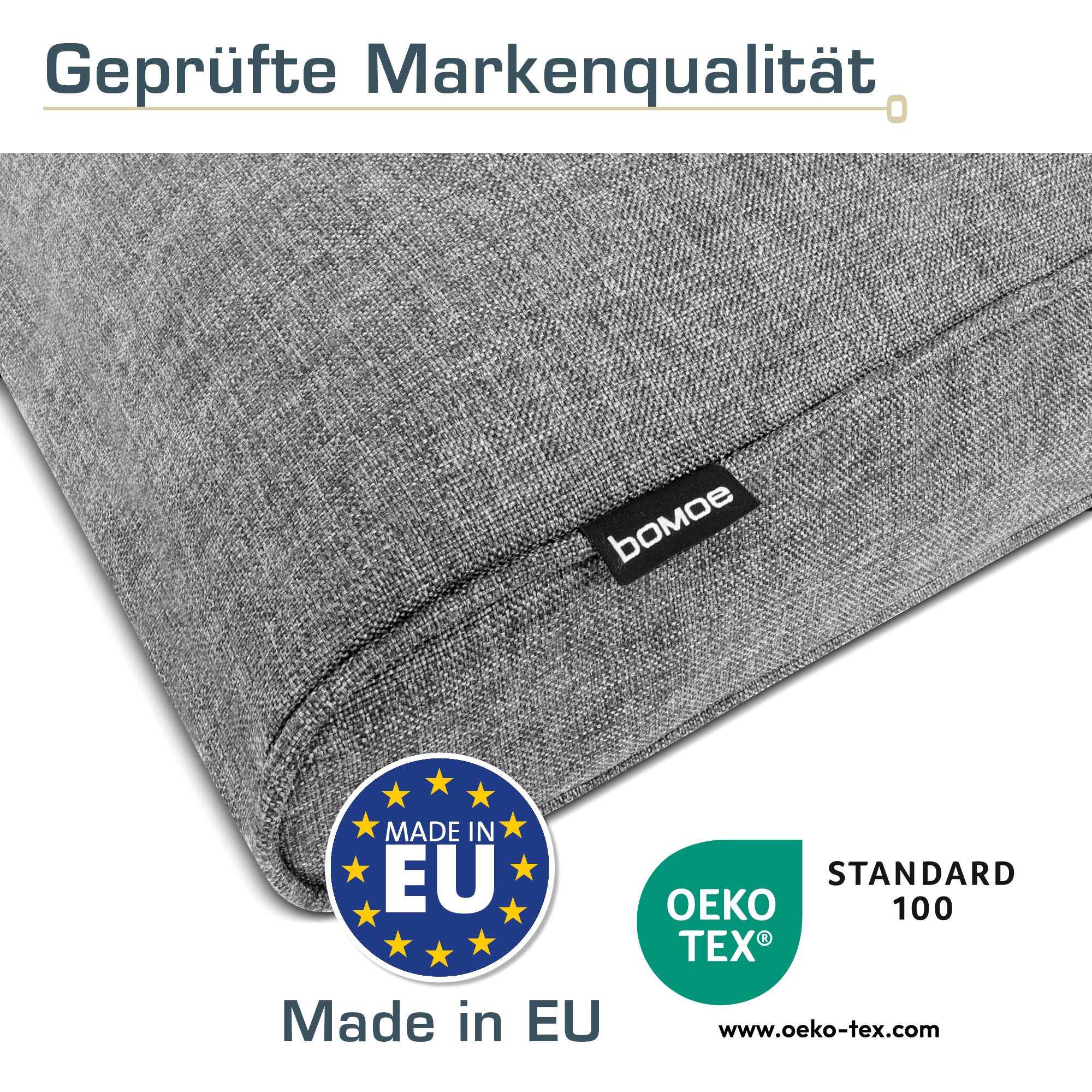 bomoe Outdoor Lounge Rückenkissen & Sitzkissen 10 cm dick Hellgrau – L