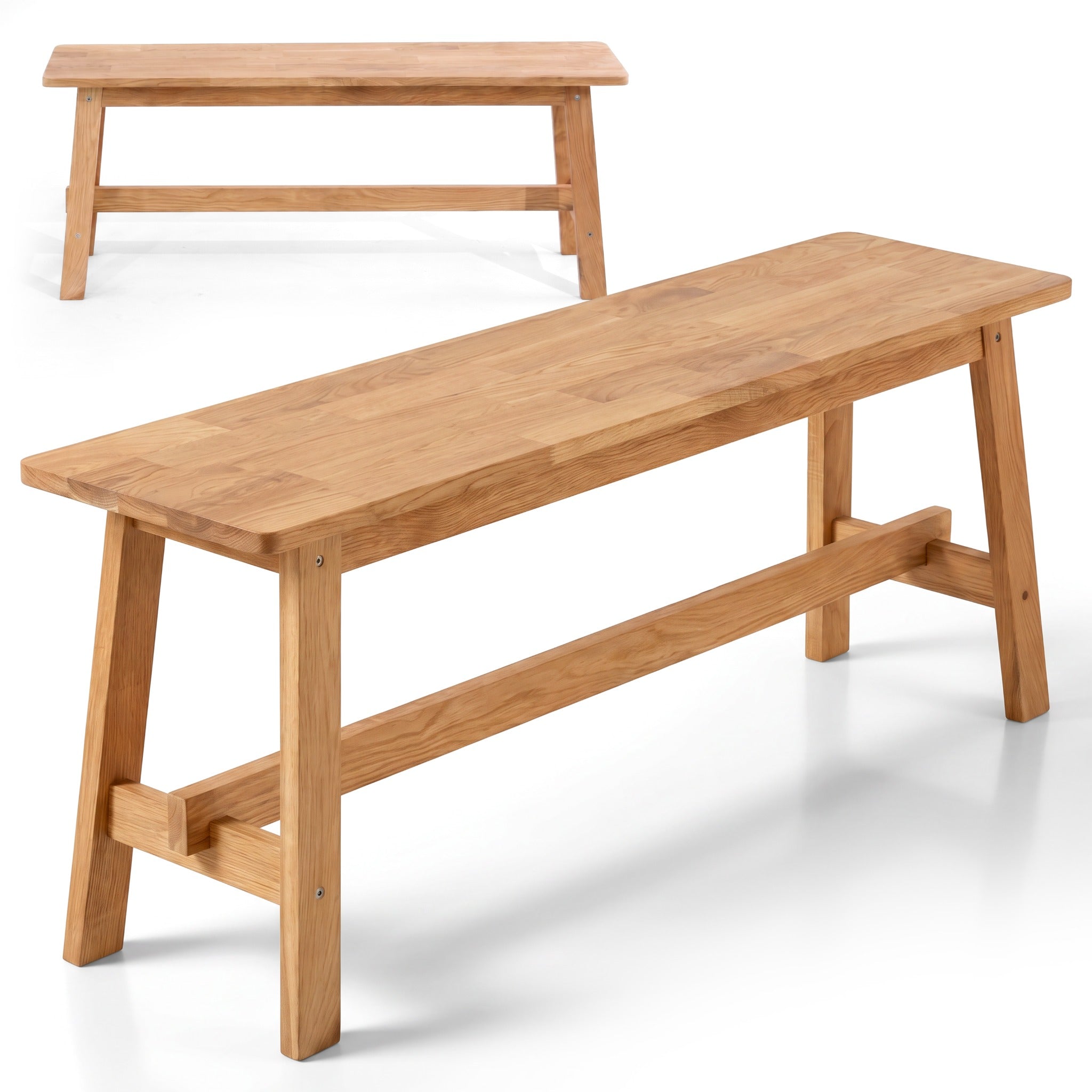 Indoor Sitzbank 100/120/150 cm & Hocker aus FSC® Massiv Eichenholz Bamberg