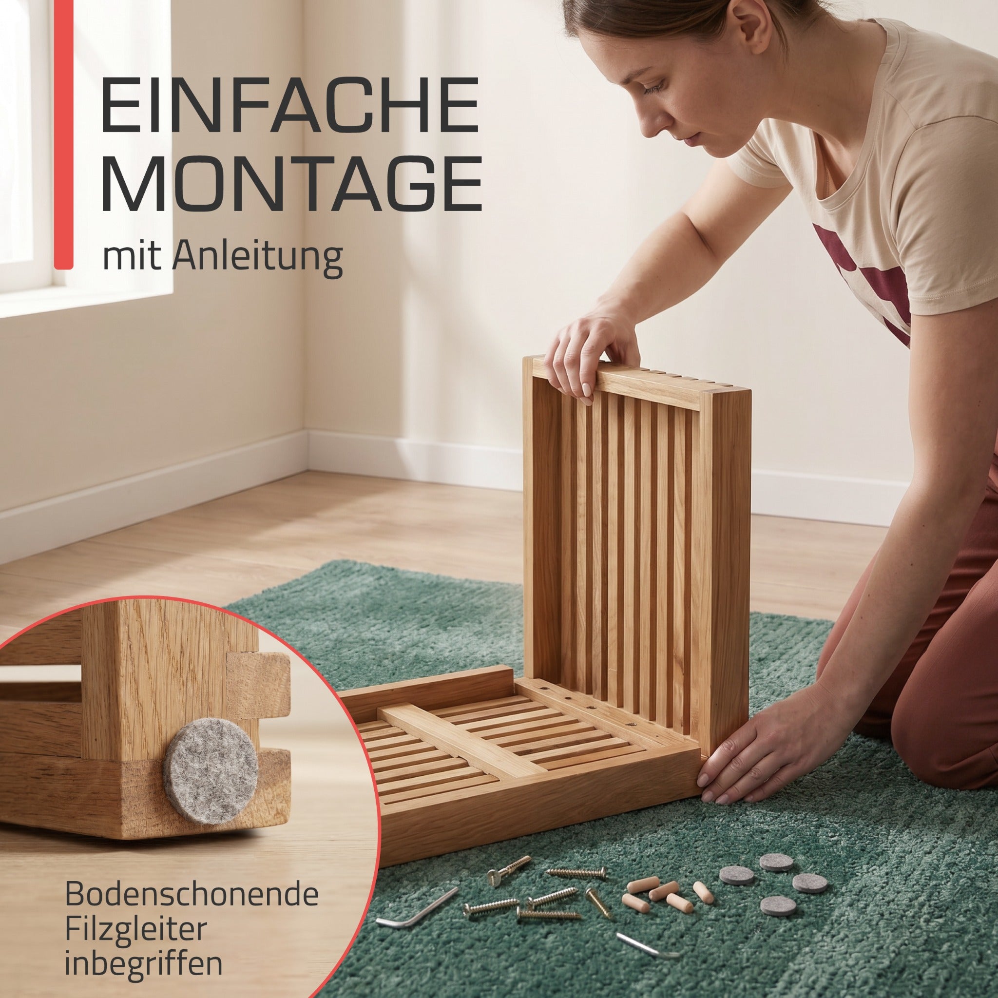 Indoor Sitzbank 100/120/150 cm & Hocker aus FSC® Massiv Eichenholz Eichberg