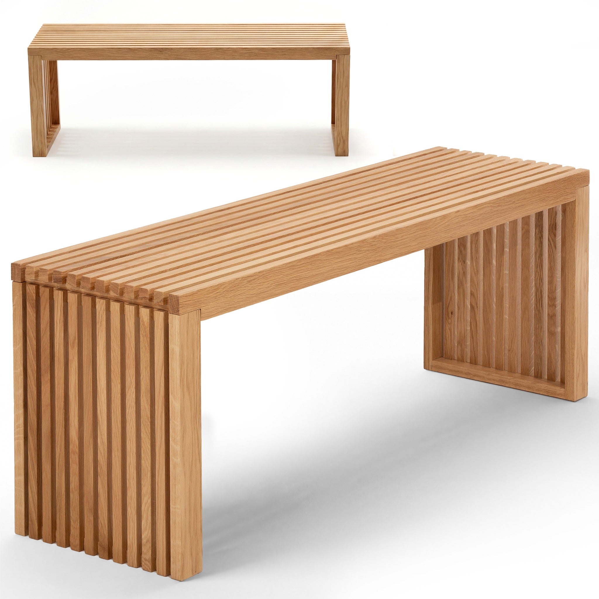 Indoor Sitzbank 100/120/150 cm & Hocker aus FSC® Massiv Eichenholz Eichberg