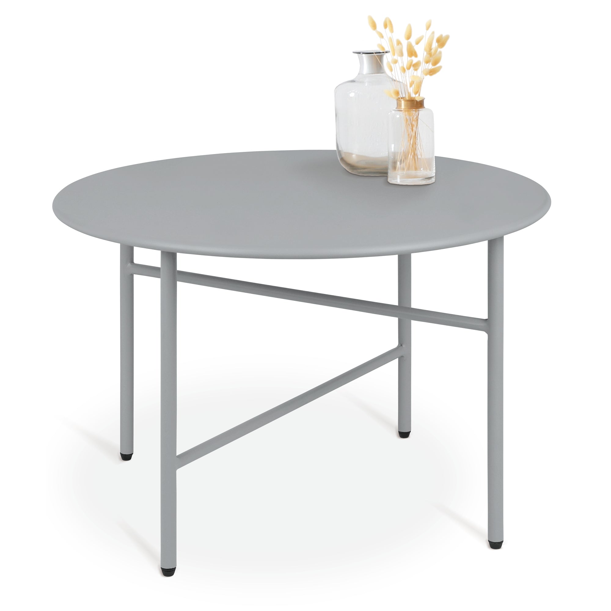 Runder Beistelltisch Metall Finn im 2er Set, kratz- und rostbeständig, für Indoor und Outdoor, minimalistisches Design