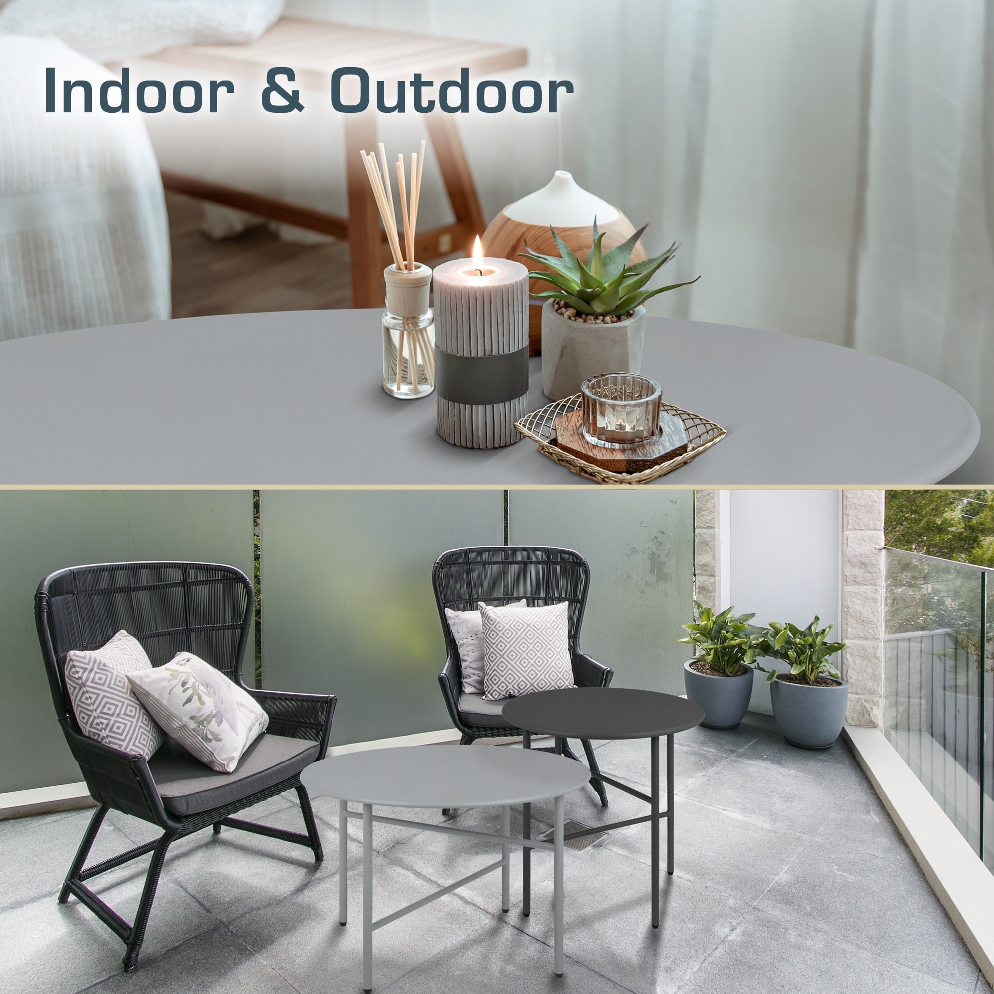 2er Set Beistelltisch Metall Finn minimalistischer robuster Indoor Outdoor Tisch