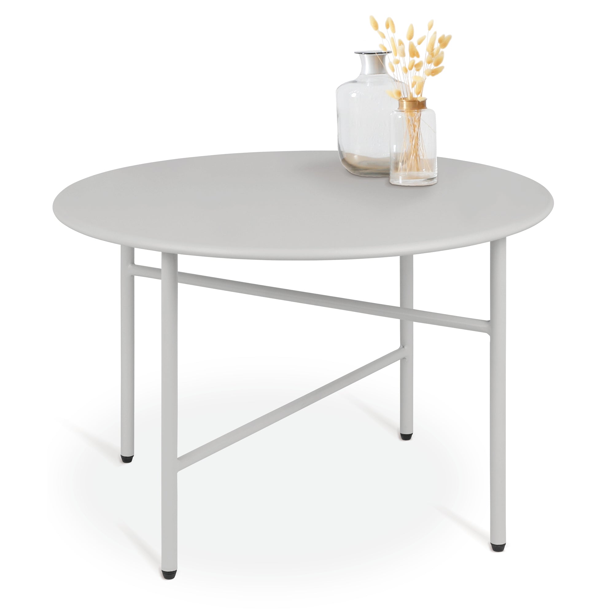 2er Set runder Beistelltisch Metall Finn, kratz- und rostbeständig für Indoor und Outdoor Nutzung