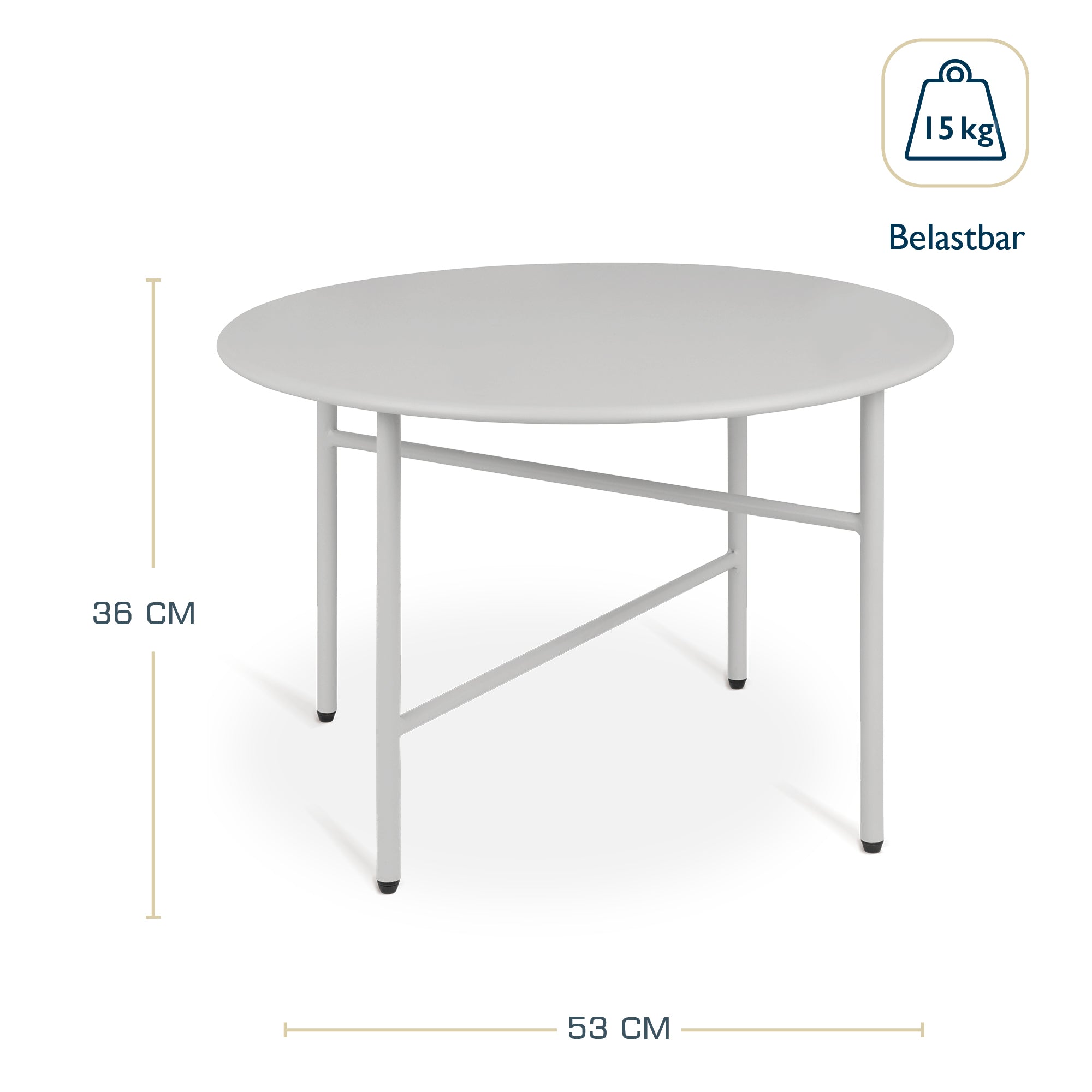 2er Set runde Beistelltische aus kratz- und rostbeständigem Metall für Indoor und Outdoor mit minimalistischem Design