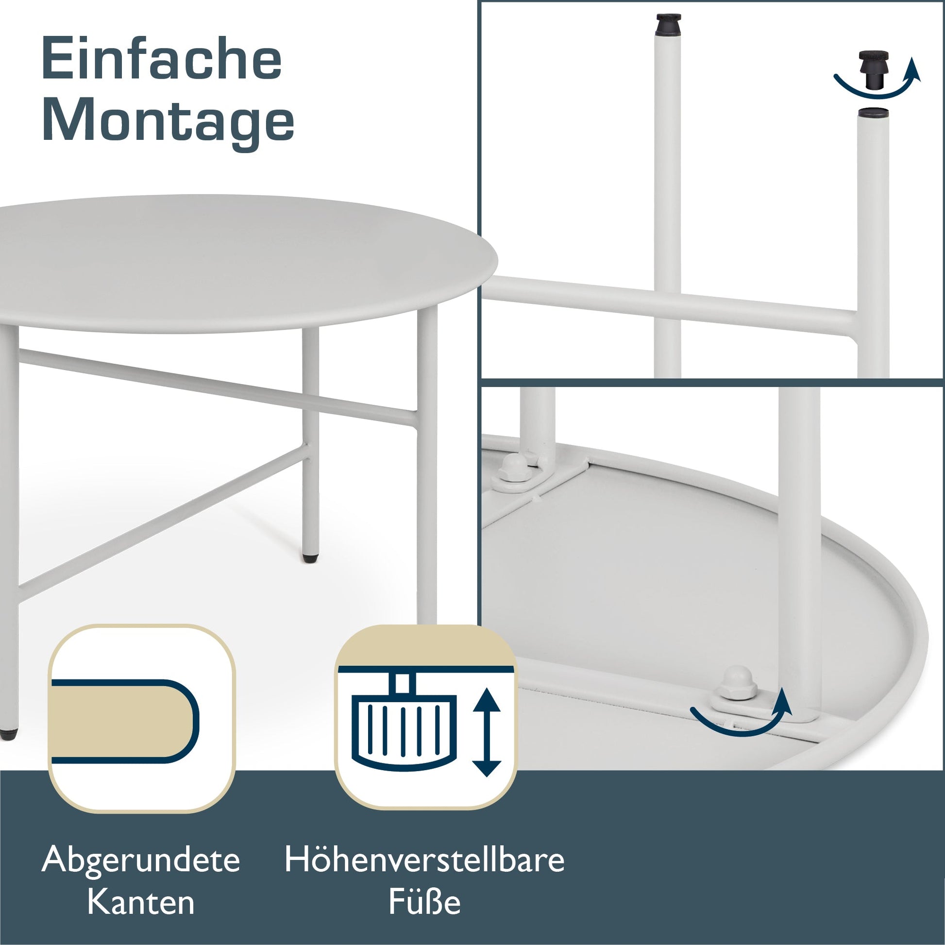 2er Set Beistelltisch Metall Finn mit kratzfester Pulverbeschichtung für Indoor und Outdoor use