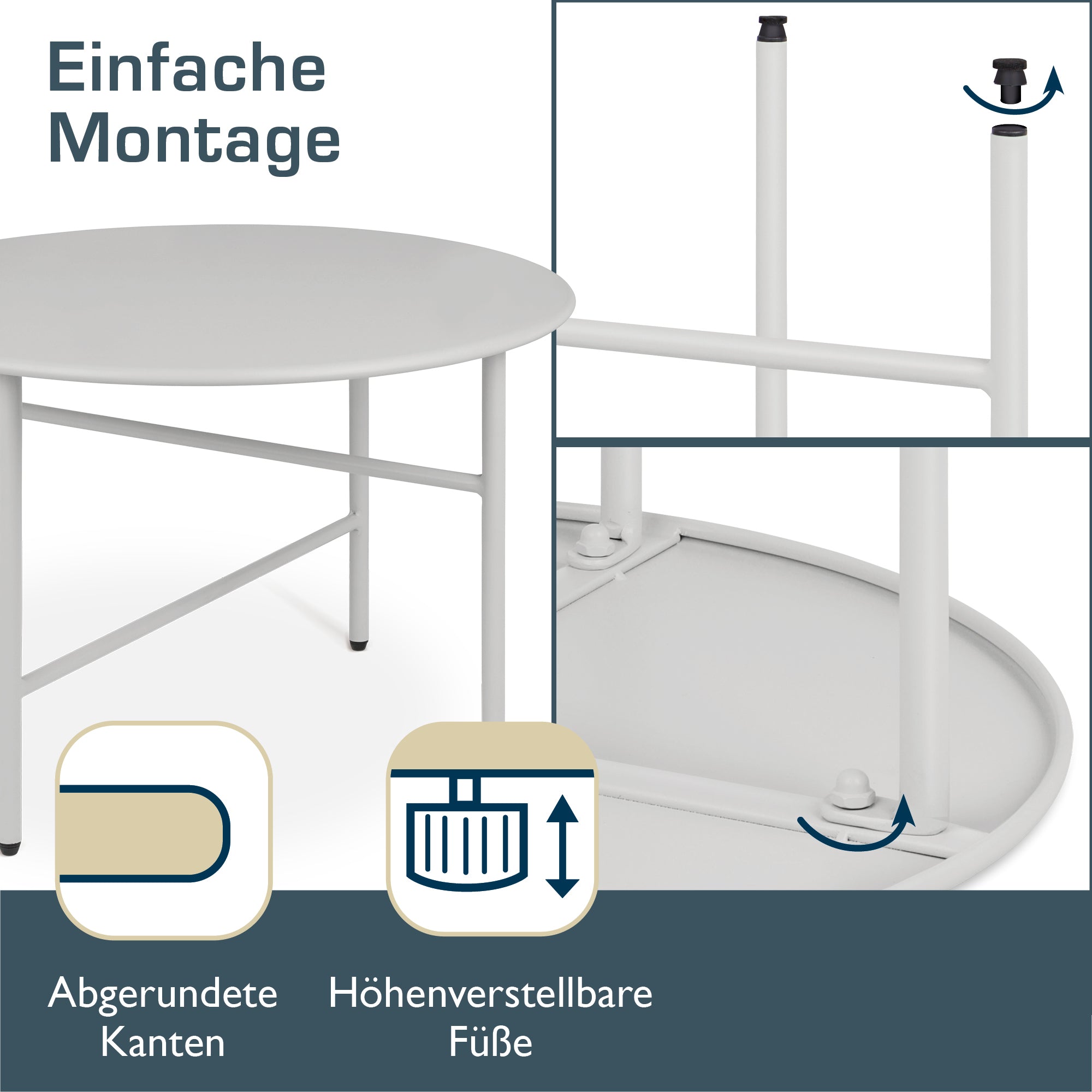 2er Set Beistelltisch Metall Finn mit kratzfester Pulverbeschichtung für Indoor und Outdoor use