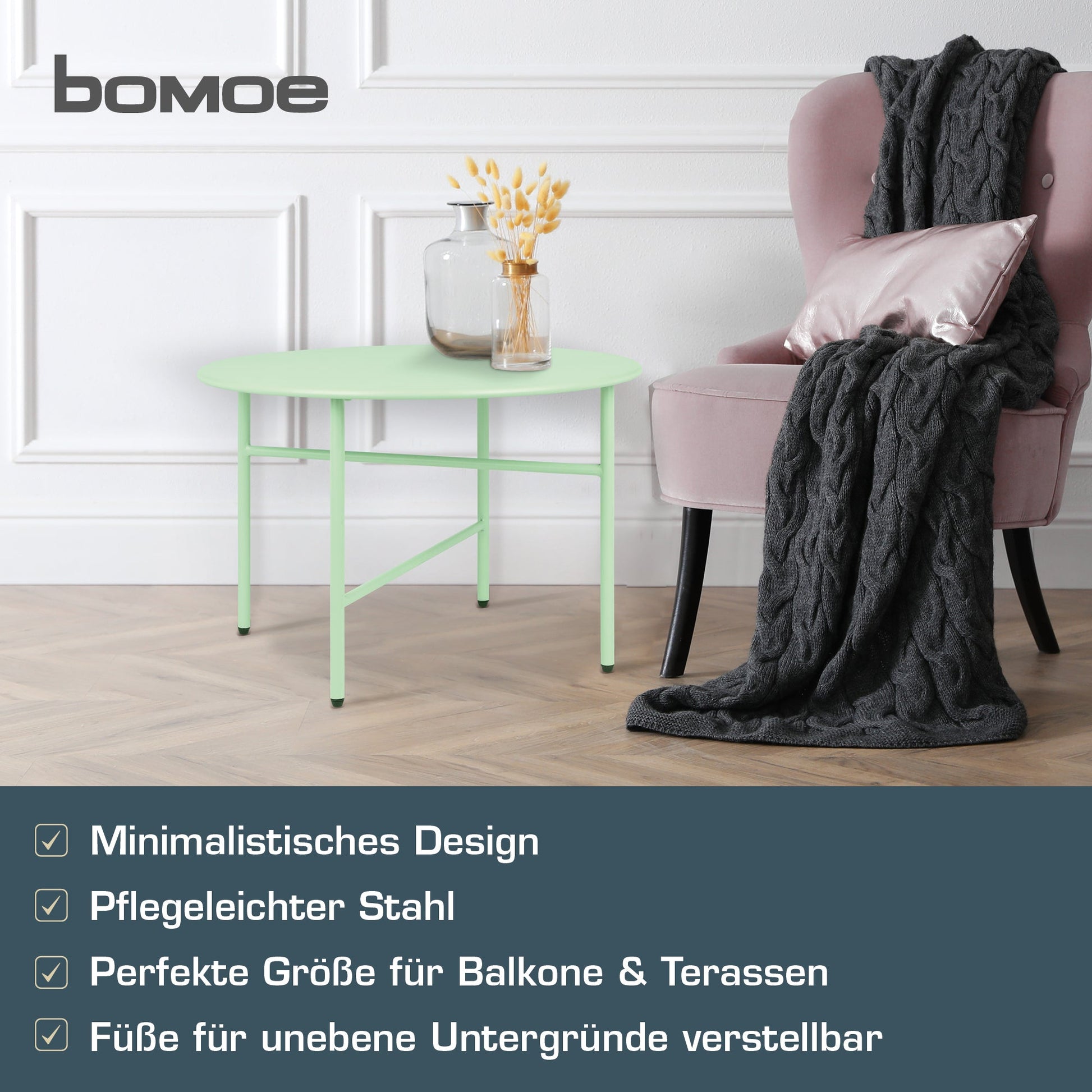 2er Set Beistelltisch Metall Finn mit kratz- und rostbeständiger Pulverbeschichtung, minimalistisches Design für Indoor und Outdoor Nutzung