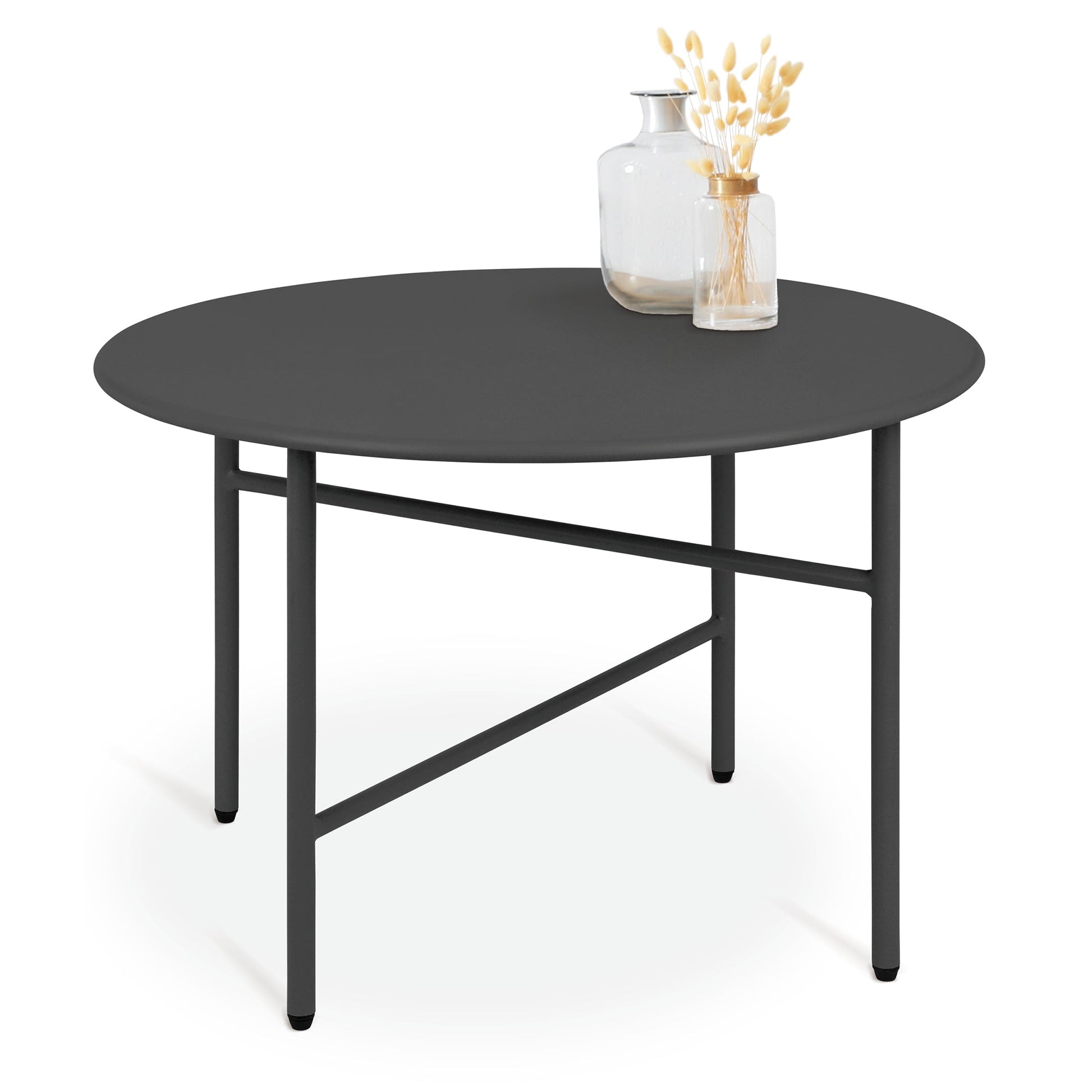 2er Set runder Beistelltisch Metall Finn für Indoor und Outdoor mit minimalistischem Design