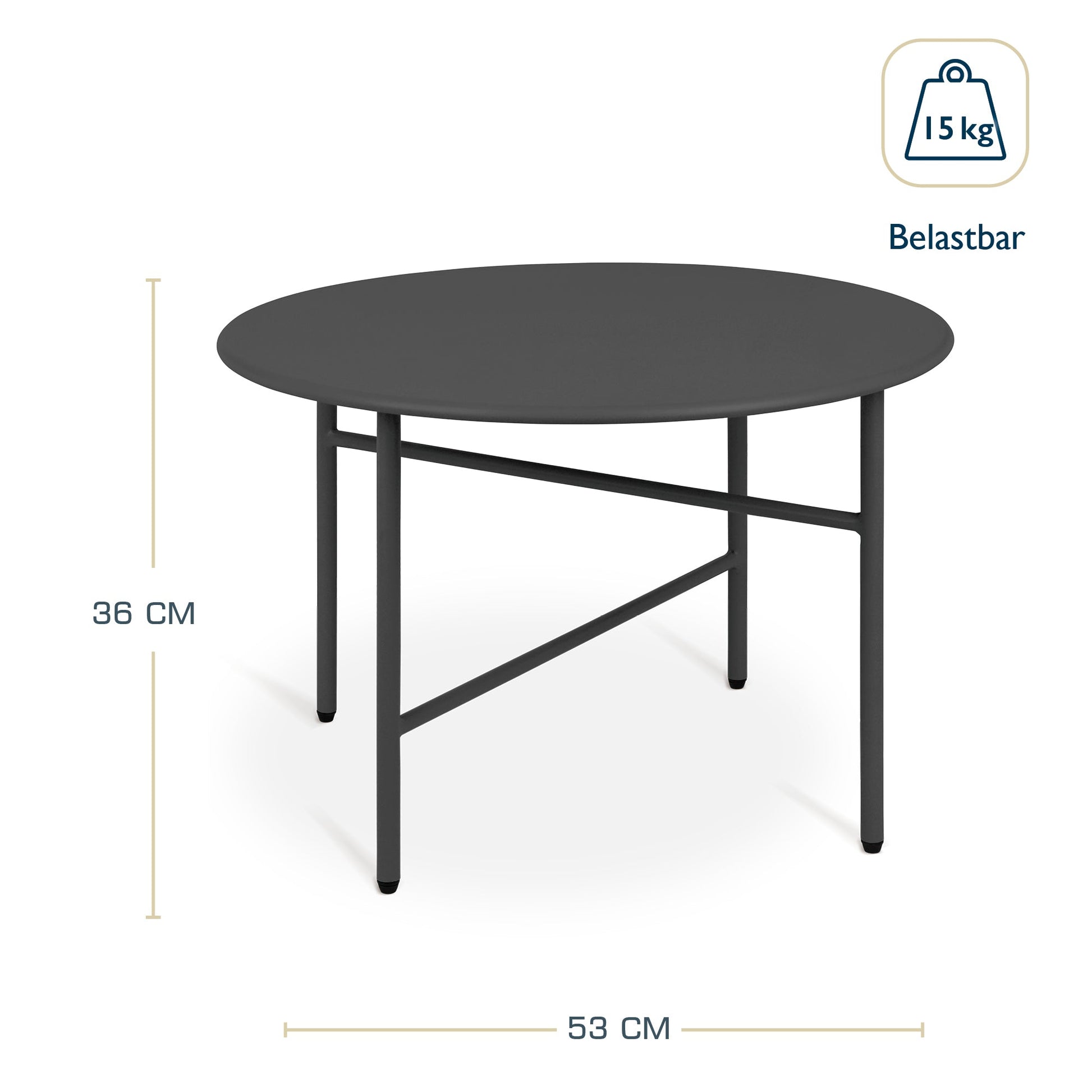 2er Set Beistelltisch Metall Finn minimalistischer runder stabiler Indoor Outdoor Tisch