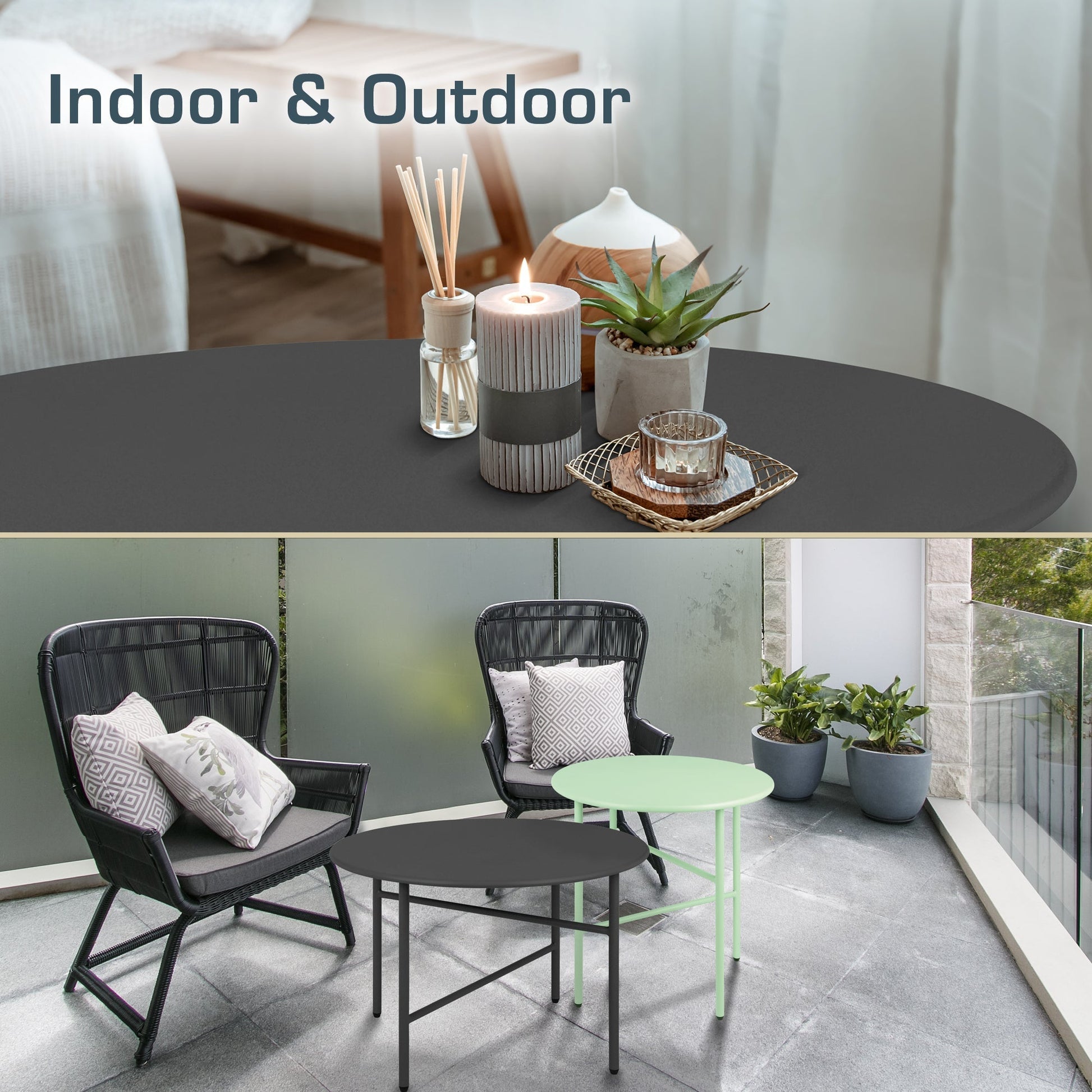 2er Set Beistelltisch Metall Finn mit robustem, kratz- und rostbeständigem Design für Indoor und Outdoor use