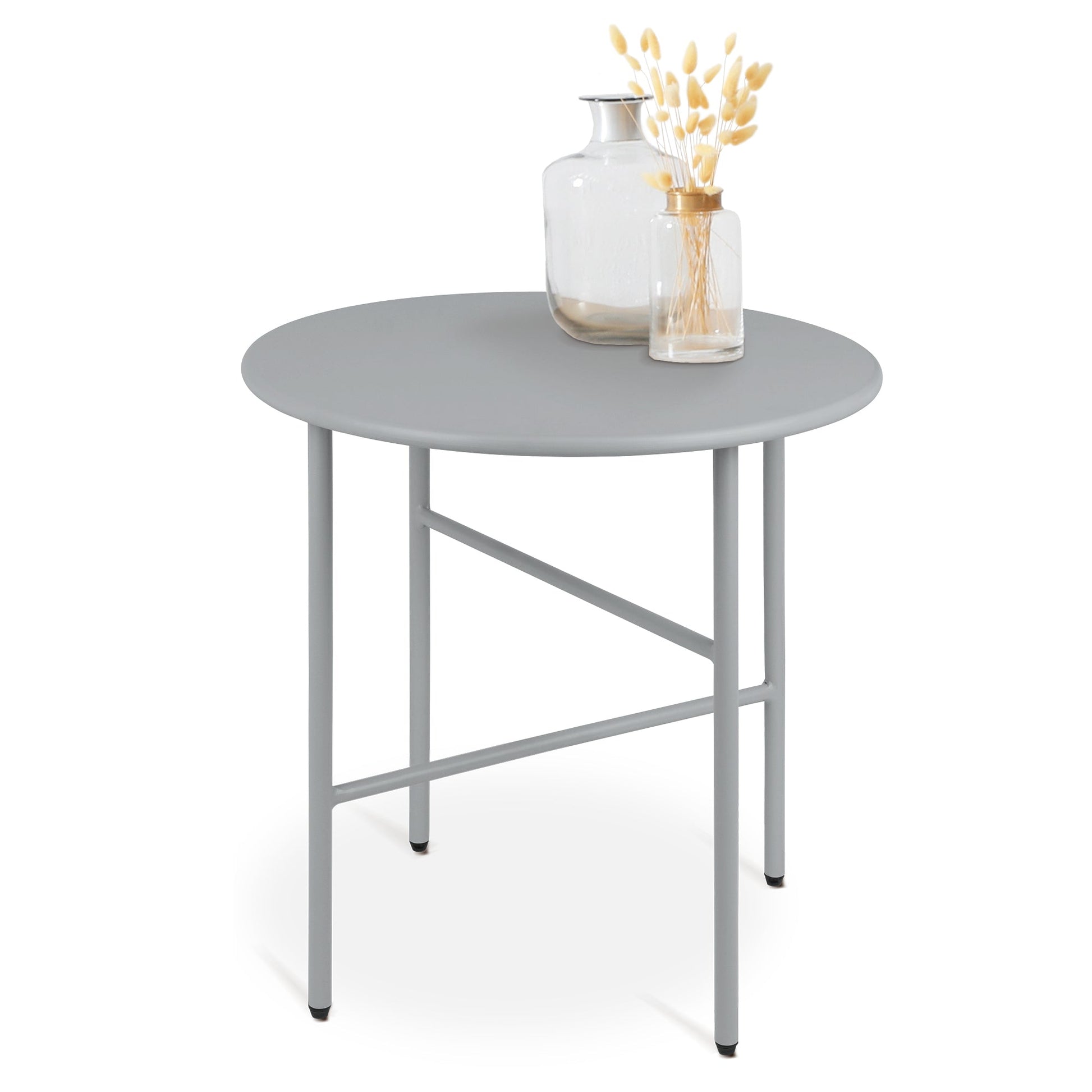 Runder Beistelltisch Metall Finn, kratz- und rostbeständig, für Indoor und Outdoor, vielseitig als Balkon-, Garten- und Wohnzimmer-Tisch.