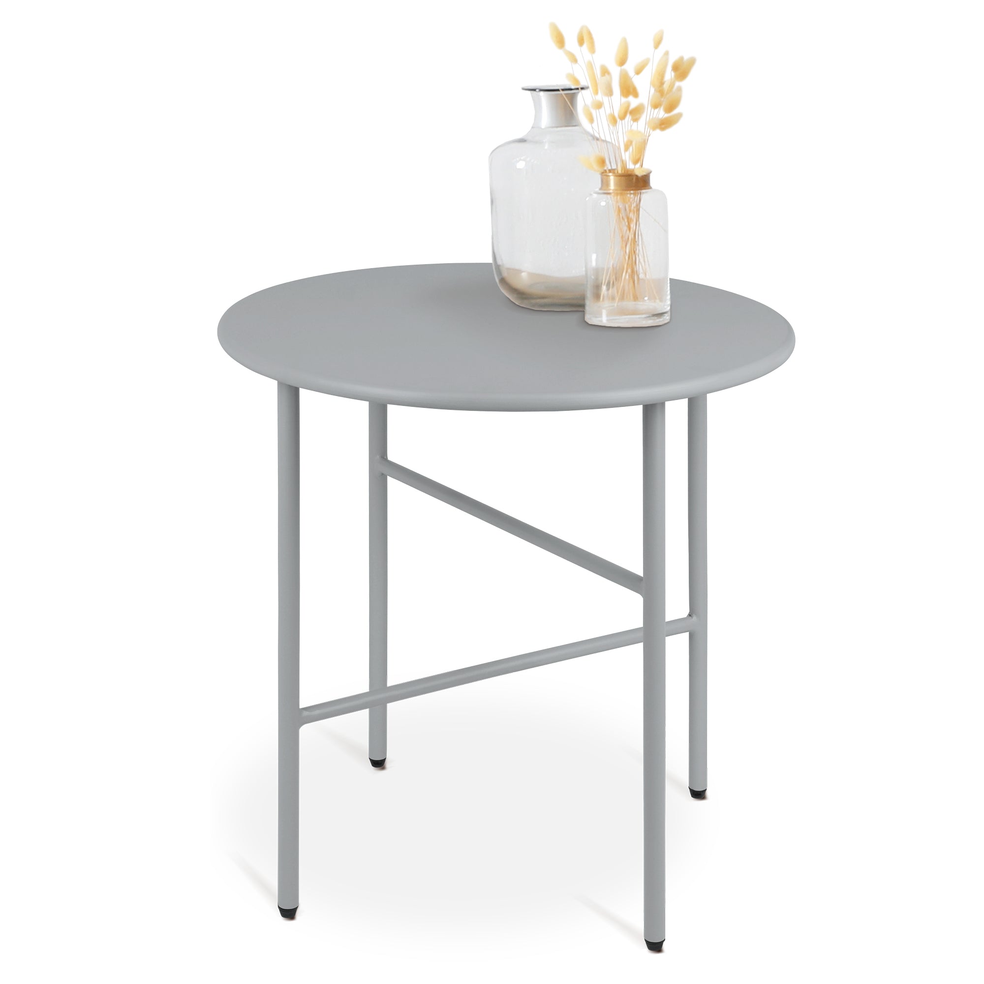Runder Beistelltisch Metall Finn, kratz- und rostbeständig, für Indoor und Outdoor, vielseitig als Balkon-, Garten- und Wohnzimmer-Tisch.