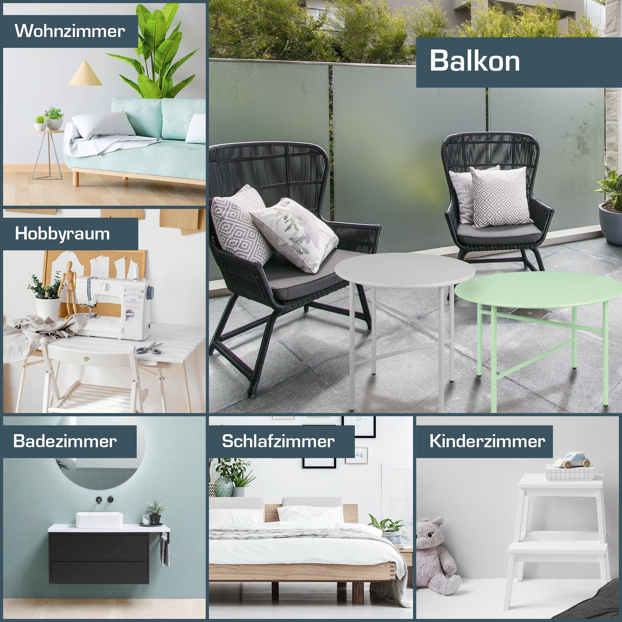 Moderner runder Beistelltisch Metall Finn für Indoor und Outdoor, kratz- und rostbeständig, vielseitig für Balkon, Garten und Wohnzimmer.