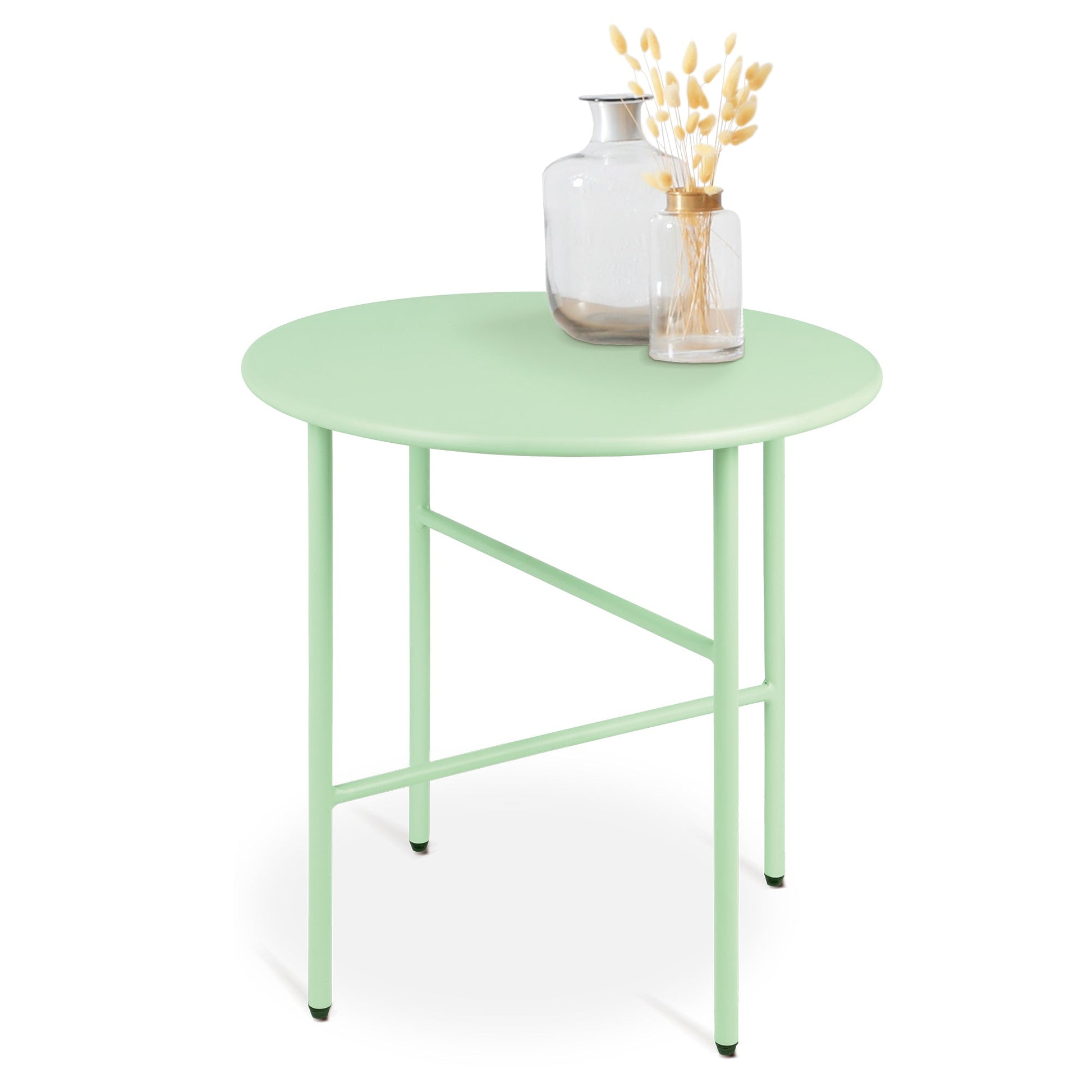 Moderner runder Beistelltisch Metall für Indoor und Outdoor mit kratzfester Pulverbeschichtung, ideal für Balkon, Garten und Wohnzimmer