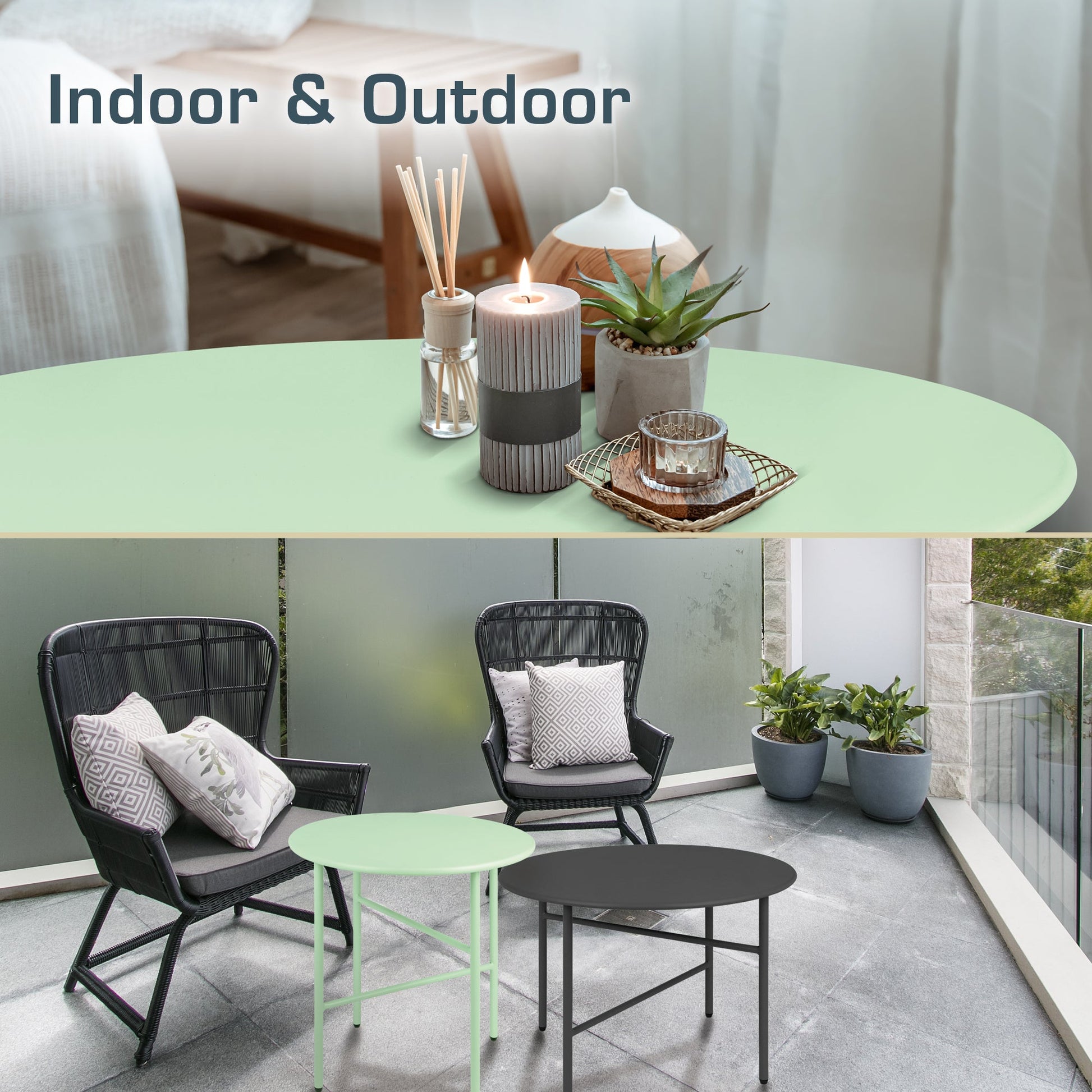 Moderner Beistelltisch Metall Finn für Balkon, Garten und Wohnzimmer, wetterfest und vielseitig einsetzbar