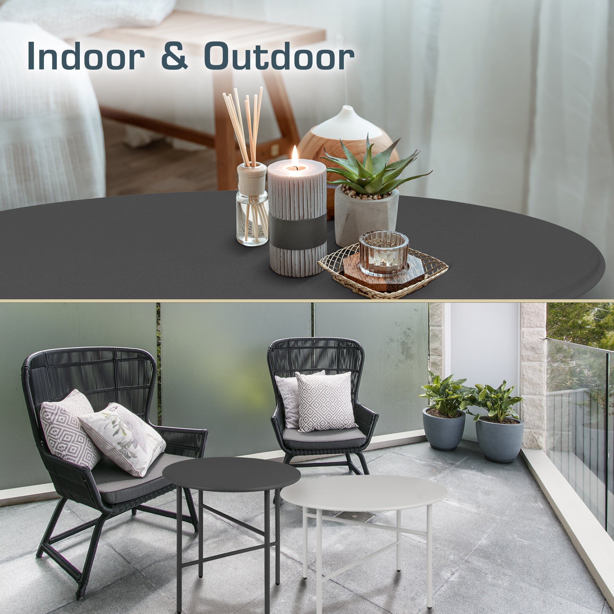 Moderner Beistelltisch Metall Finn mit kratzfester Pulverbeschichtung für Indoor und Outdoor Nutzung