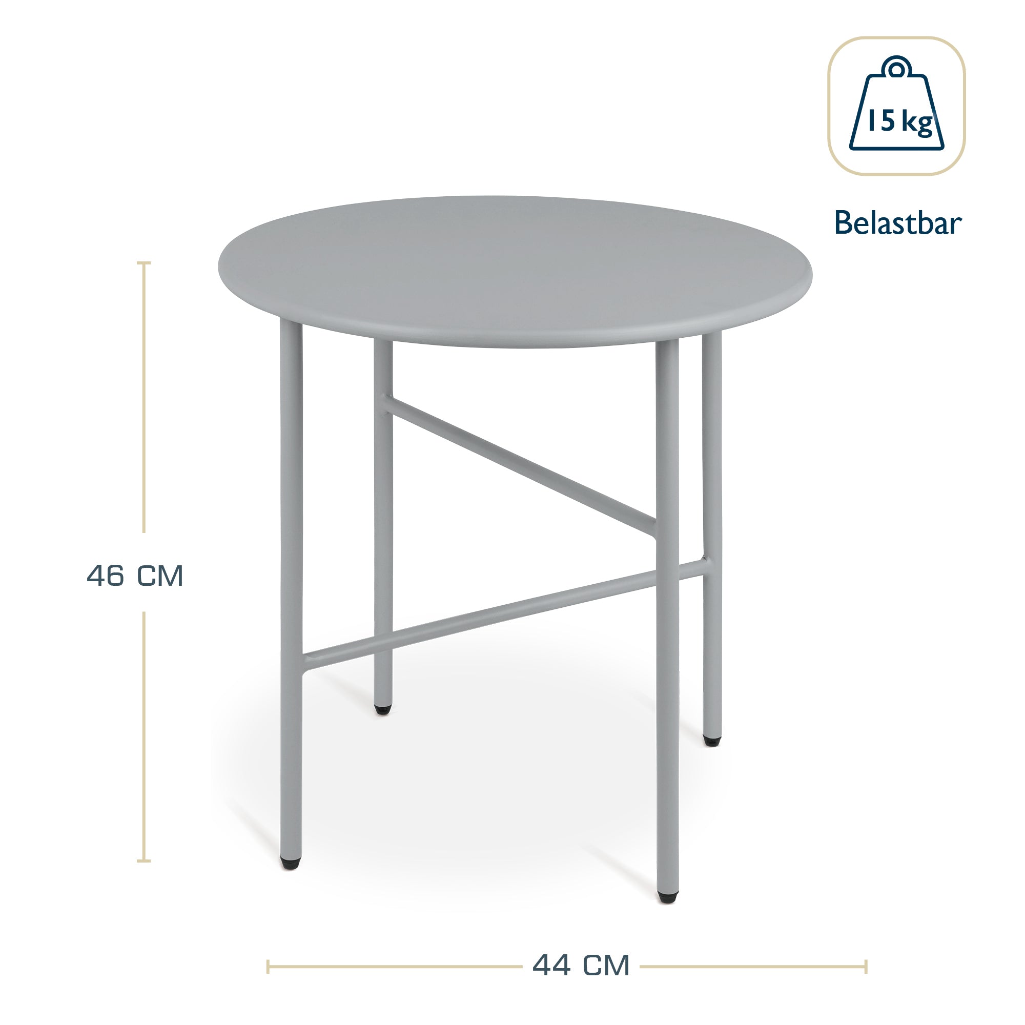 Moderner Beistelltisch Metall Finn, kratz- und rostbeständig, für Indoor und Outdoor, ideal für Balkon, Garten und Wohnzimmer