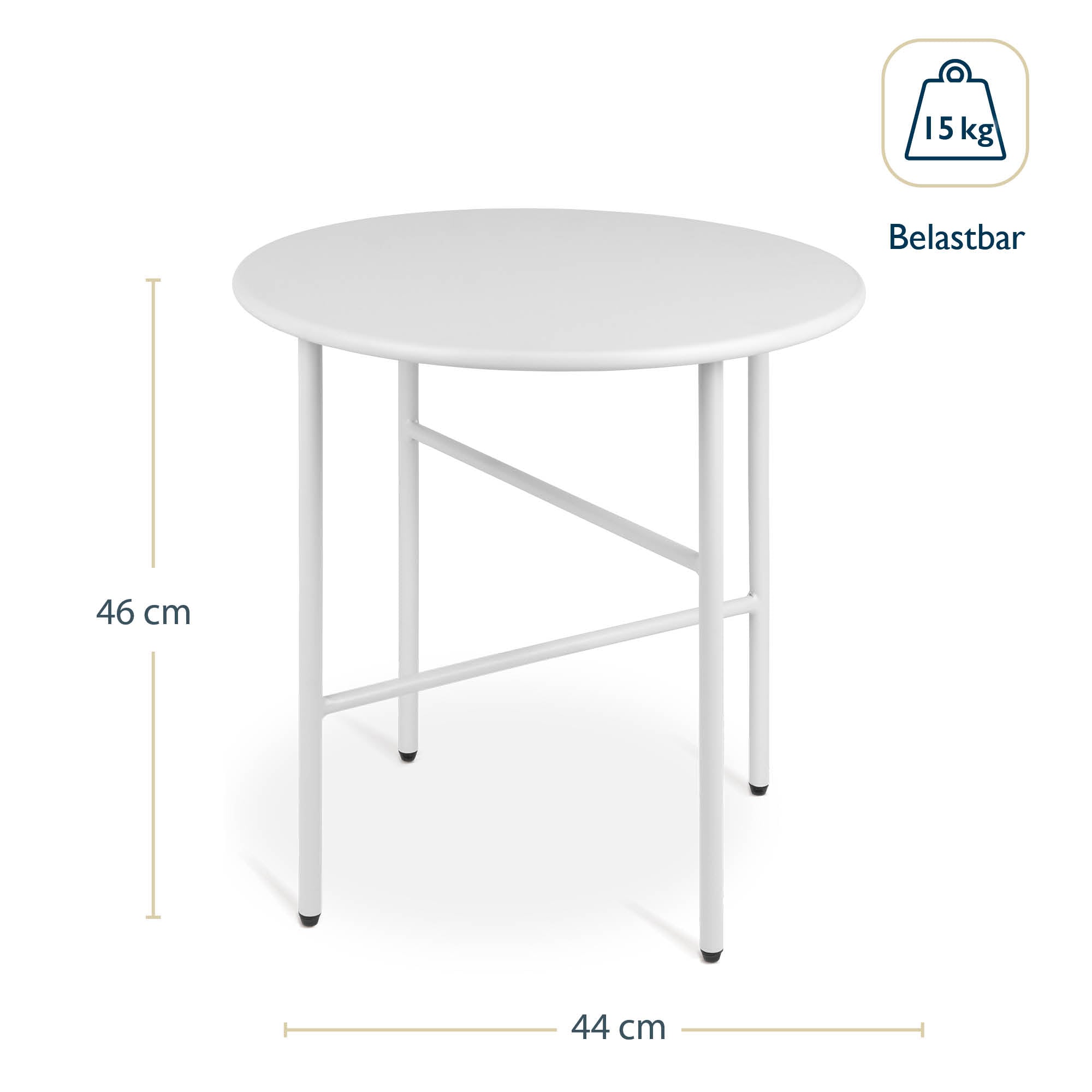 Moderner runder Beistelltisch Metall für Indoor und Outdoor mit kratzfester, rostbeständiger Pulverbeschichtung, ideal für Balkon, Garten und Wohnzimmer
