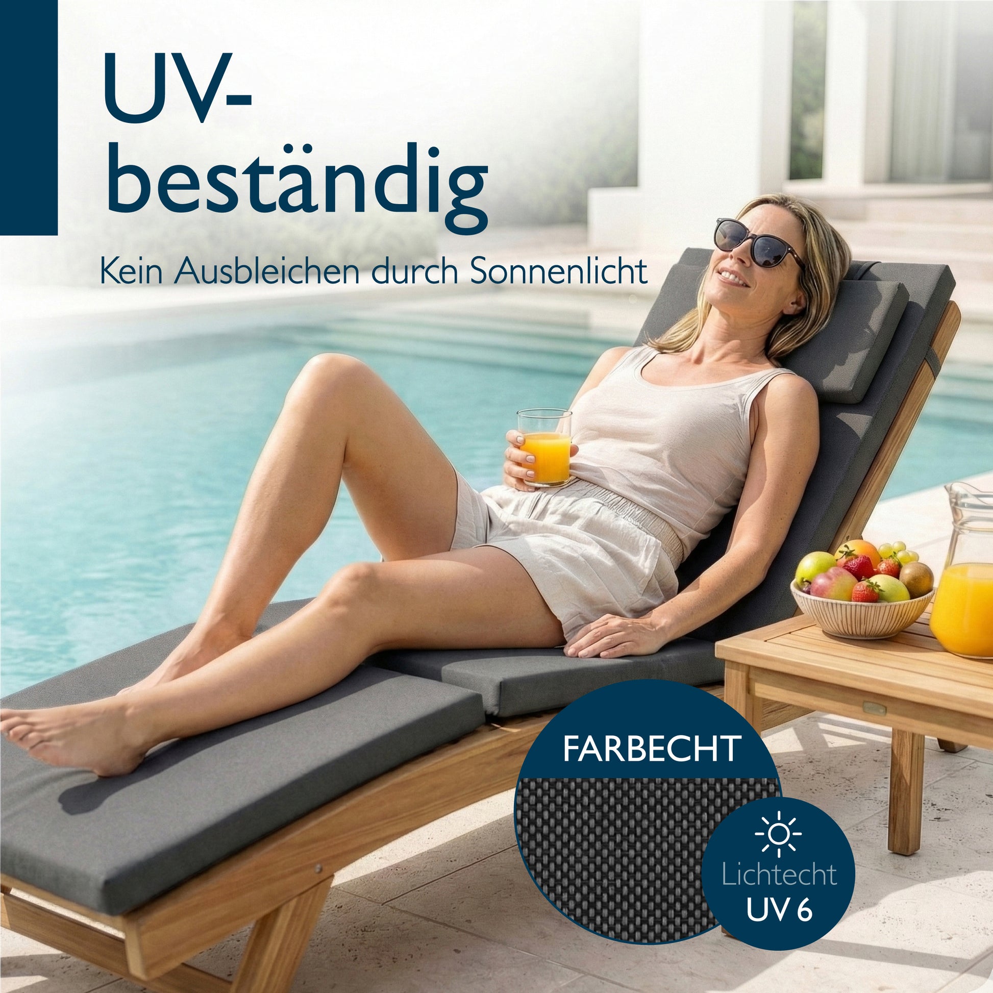Beautissu 100% Wasserdicht Liegestuhl Polster Outdoor 175×45x5 cm – De