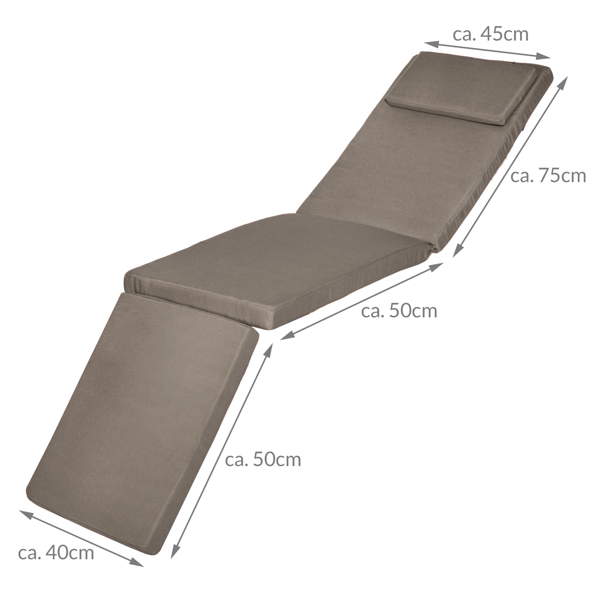 Beautissu Deckchair Auflage 175x45x5 cm mit 5 cm Polsterung und UV-beständigem Polyesterbezug für Gartenliegestuhl