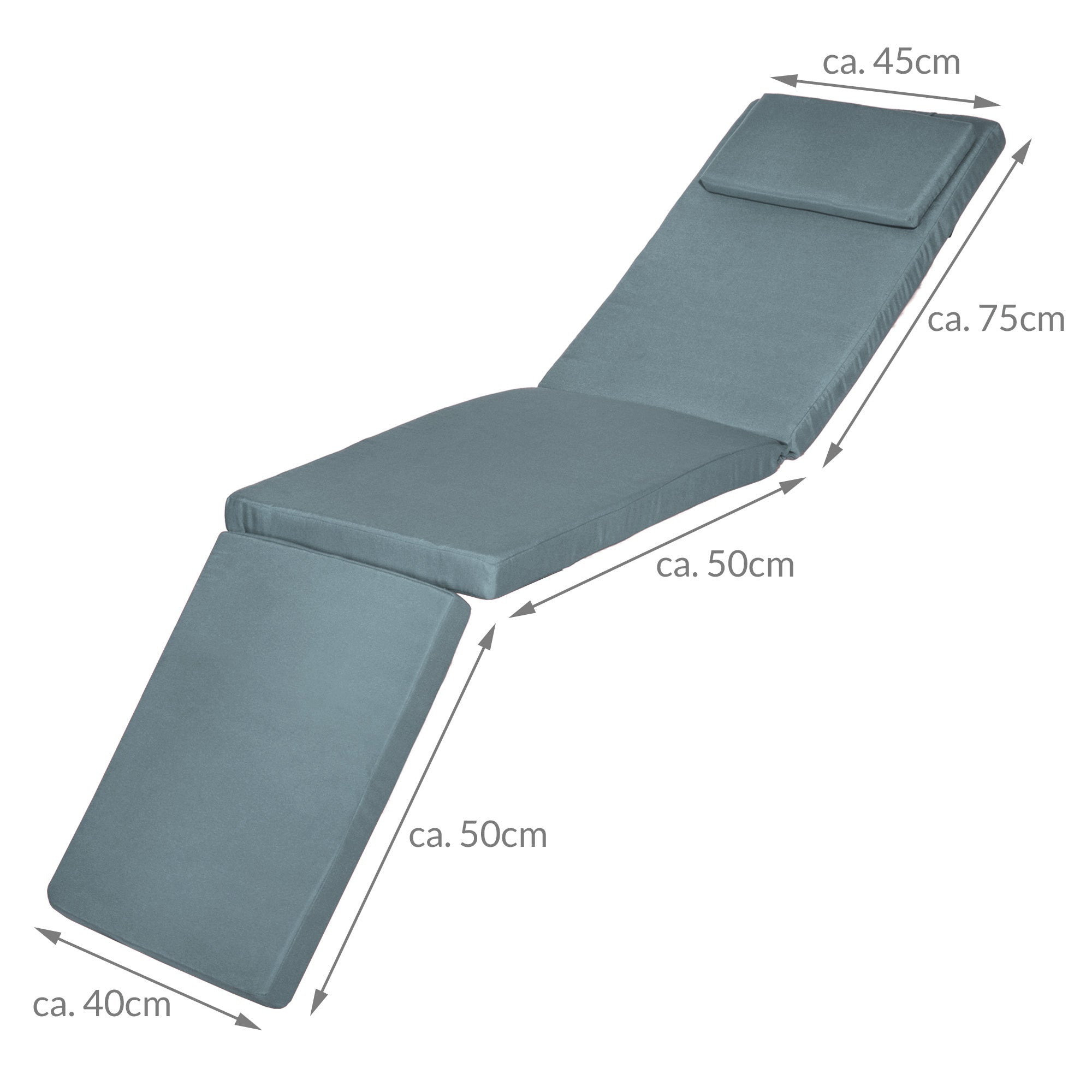 Beautissu Deckchair Auflage mit 5 cm Polsterung, UV-beständig, abnehmbarer Polyesterbezug, stilvolle Heftungen für Gartenliege