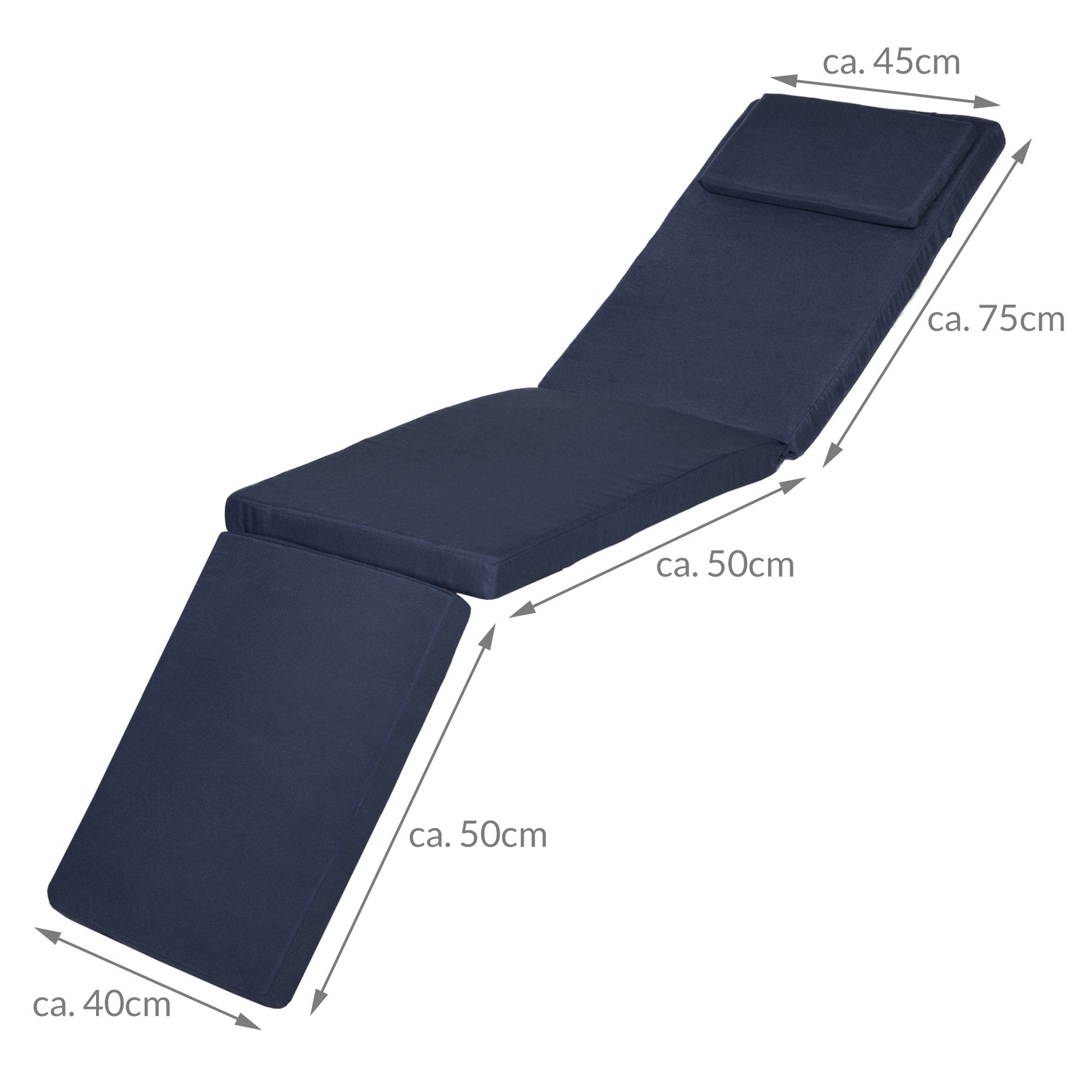 Beautissu Deckchair Auflage Outdoor Polsterung 175x45x5 cm UV-beständig abnehmbar polyester