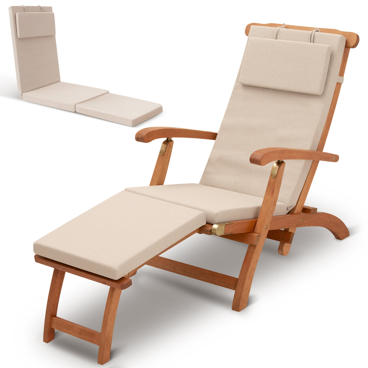Bjird - Liegenauflage – extra Dicke Gartenliege Auflage 204x60x10 cm – Polsterauflage für Sonnenliege & Deckchair – wasserdicht, wendbar, Made in EU- Beige Bjird - Liegenauflage – extra Dicke Gartenliege Auflage 204x60x10 cm – Polsterauflage für Sonnenliege & Deckchair – wasserdicht, wendbar, Made in EU- Beige
