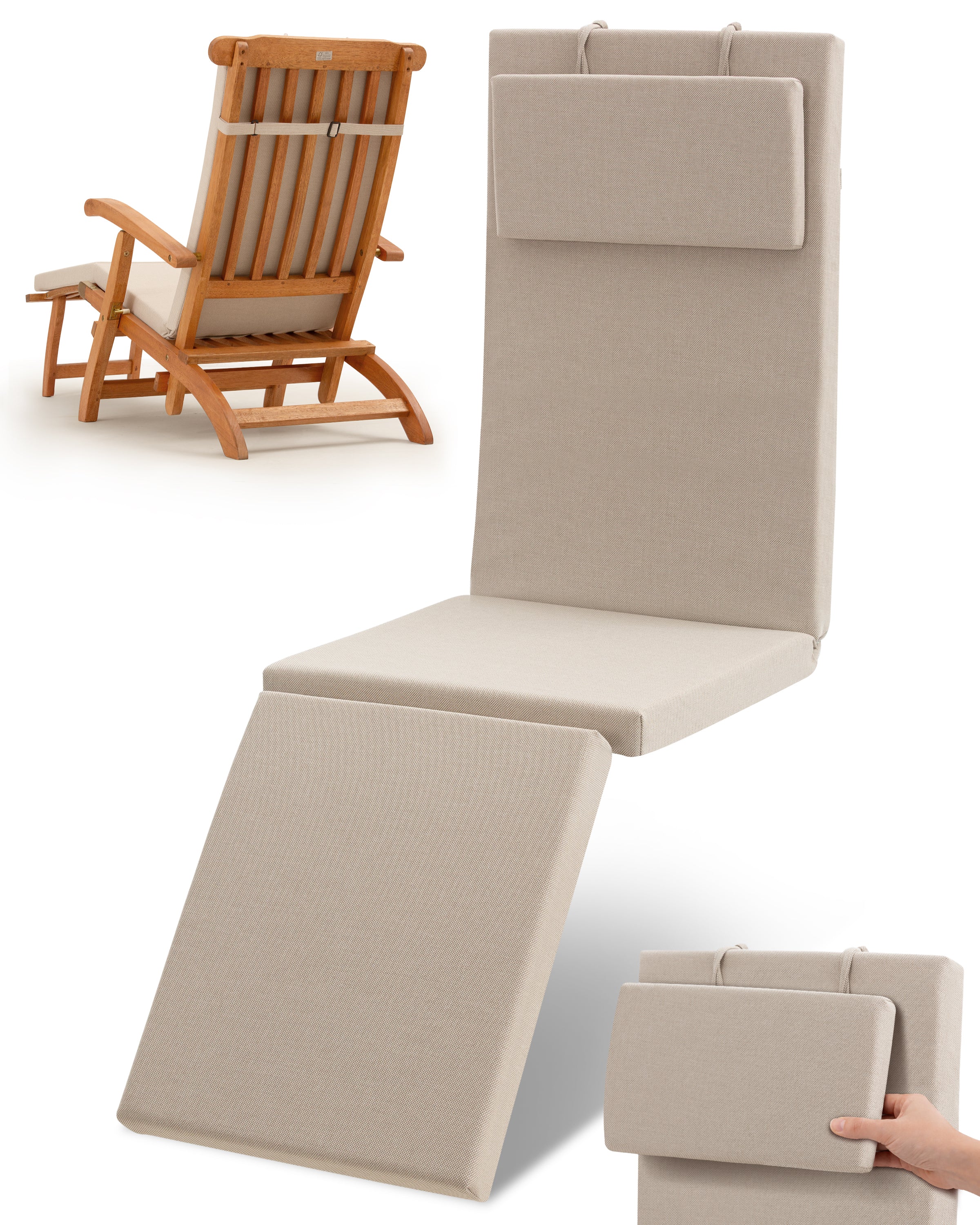 Beautissu 100% Wasserdicht Liegestuhl Polster Outdoor 175×45x5 cm – De
