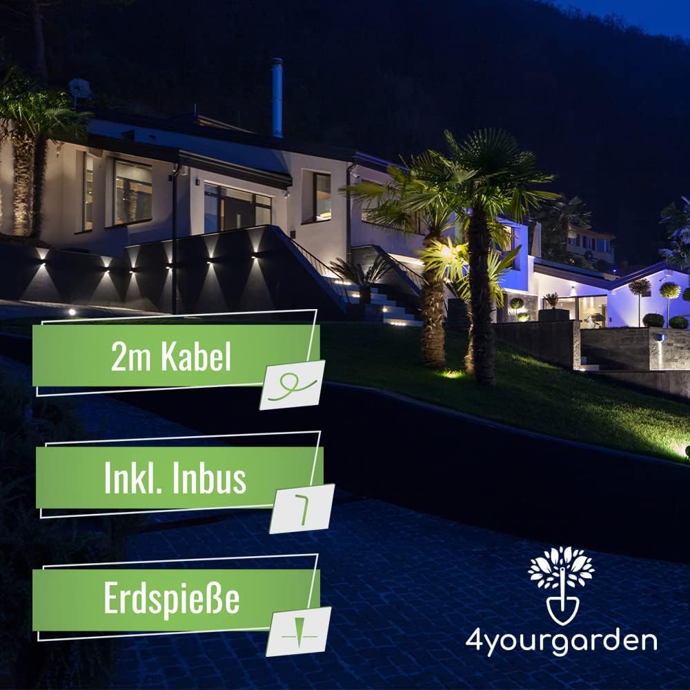 6-teiliges LED Gartenstrahler Set mit Erdspießen, IP65 wasserdicht und warmem Licht für Außenbereiche