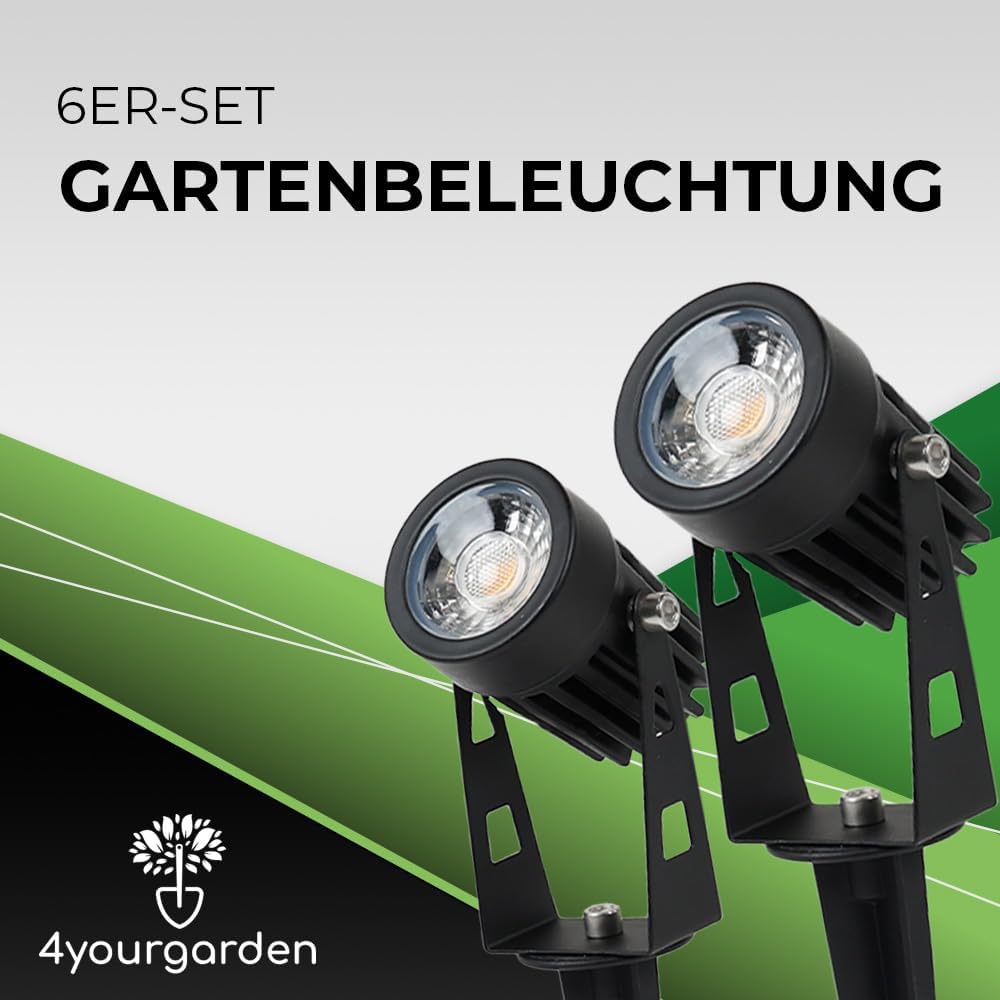 6-teiliges LED Gartenstrahler Set mit IP65 Schutz und Erdspießen für flexible Außenbeleuchtung