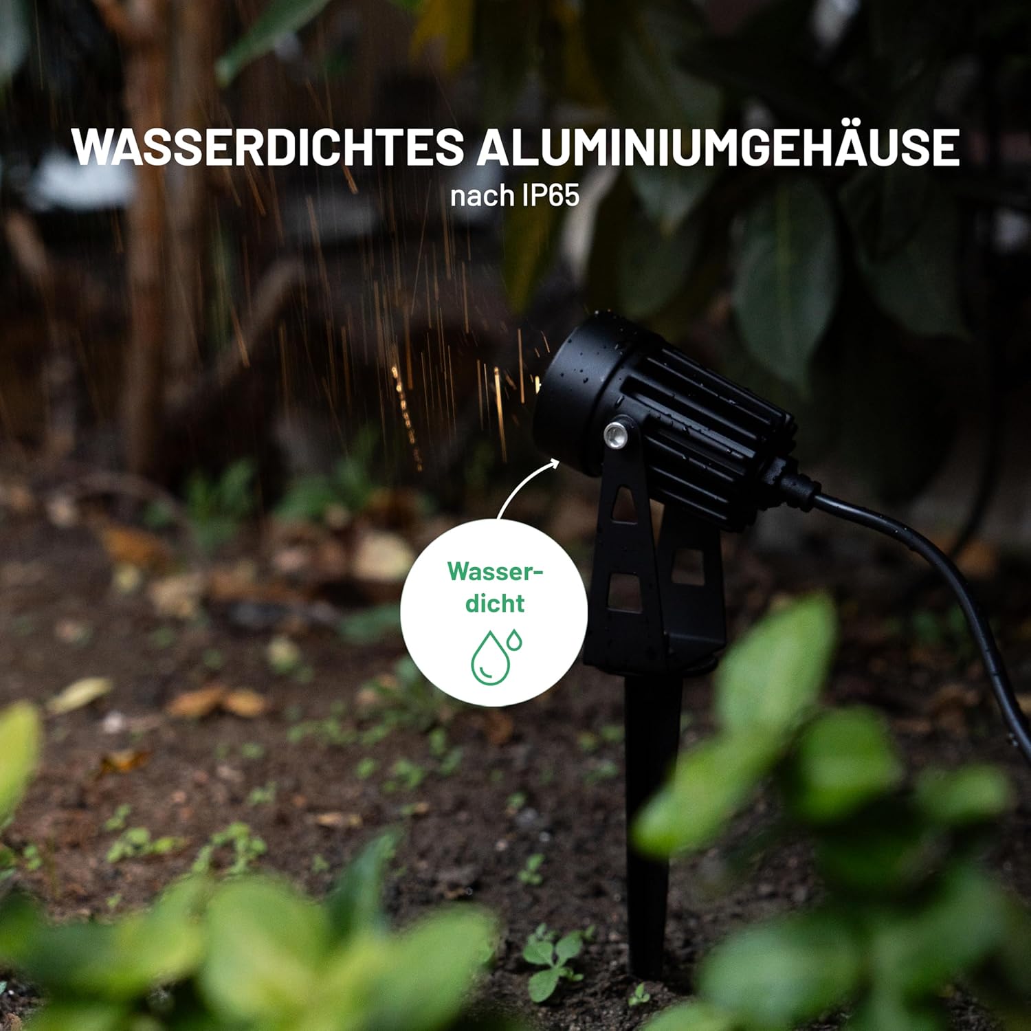 Wetterfestes LED Gartenstrahler Set mit Erdspießen für flexible Außenbeleuchtung und warmes Licht