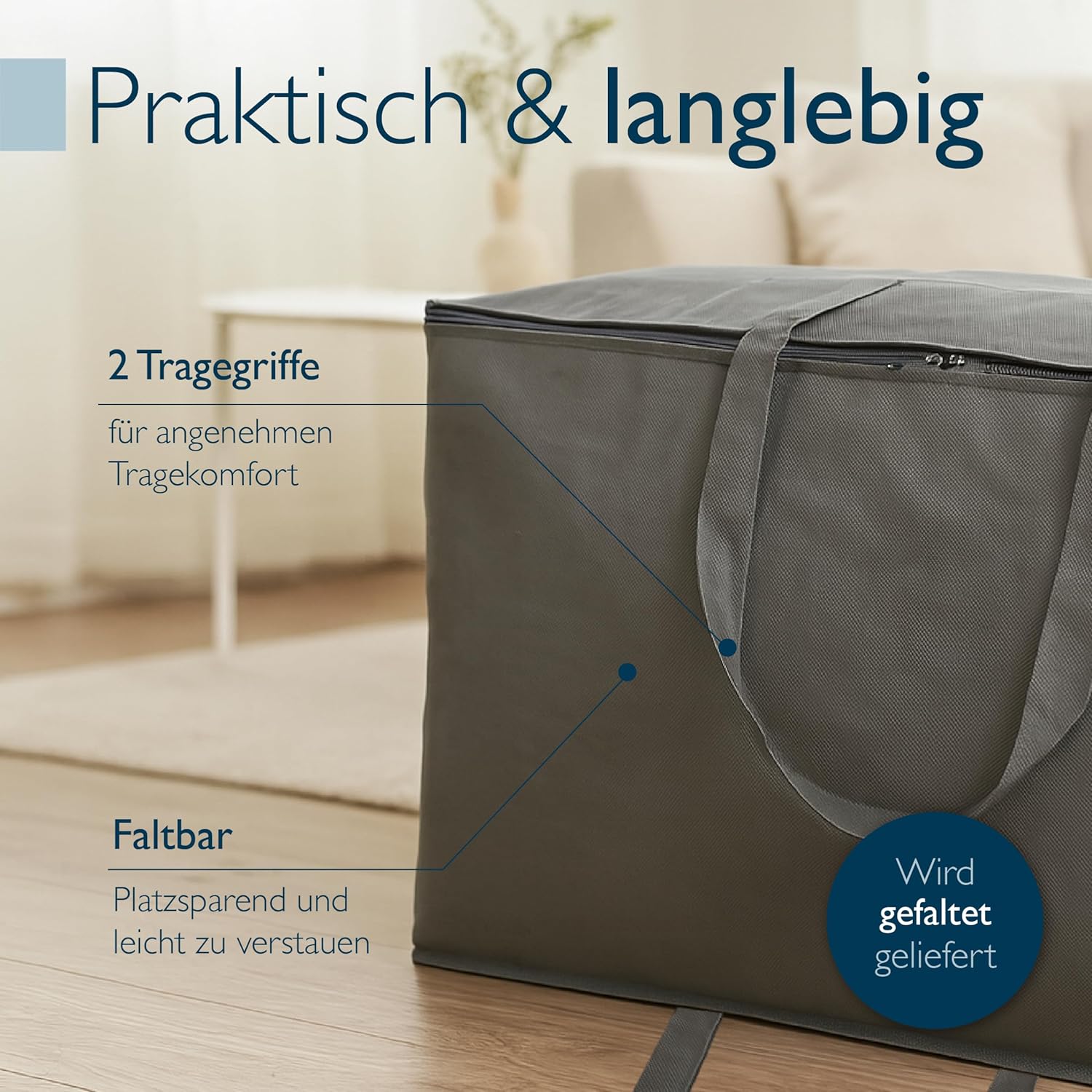 Beautissu Große Aufbewahrungstasche für Bettdecken, Kissen & Gartenauf