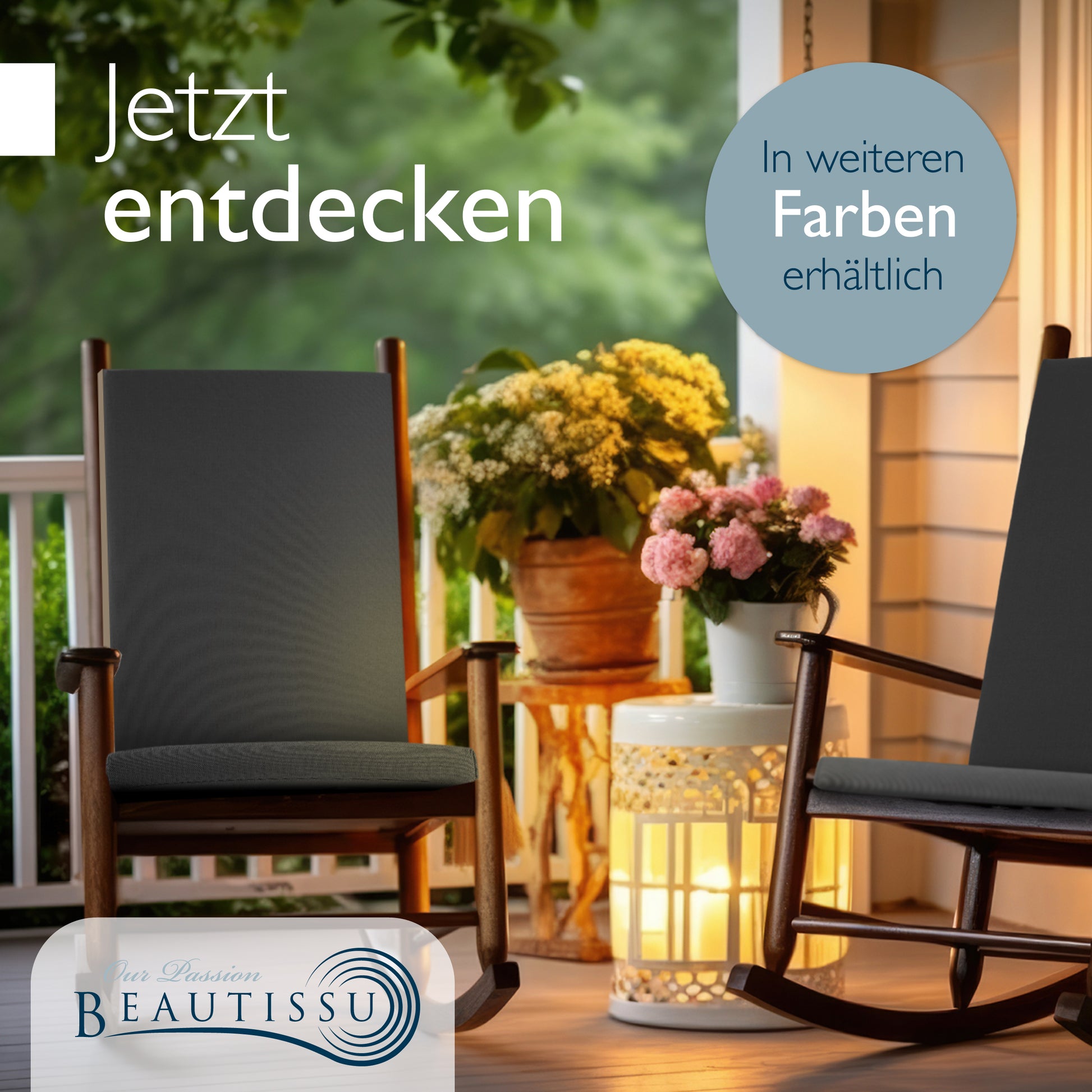 Beautissu 100% Wasserdicht Premium Hochlehner Stuhlauflage 120x50x6 cm