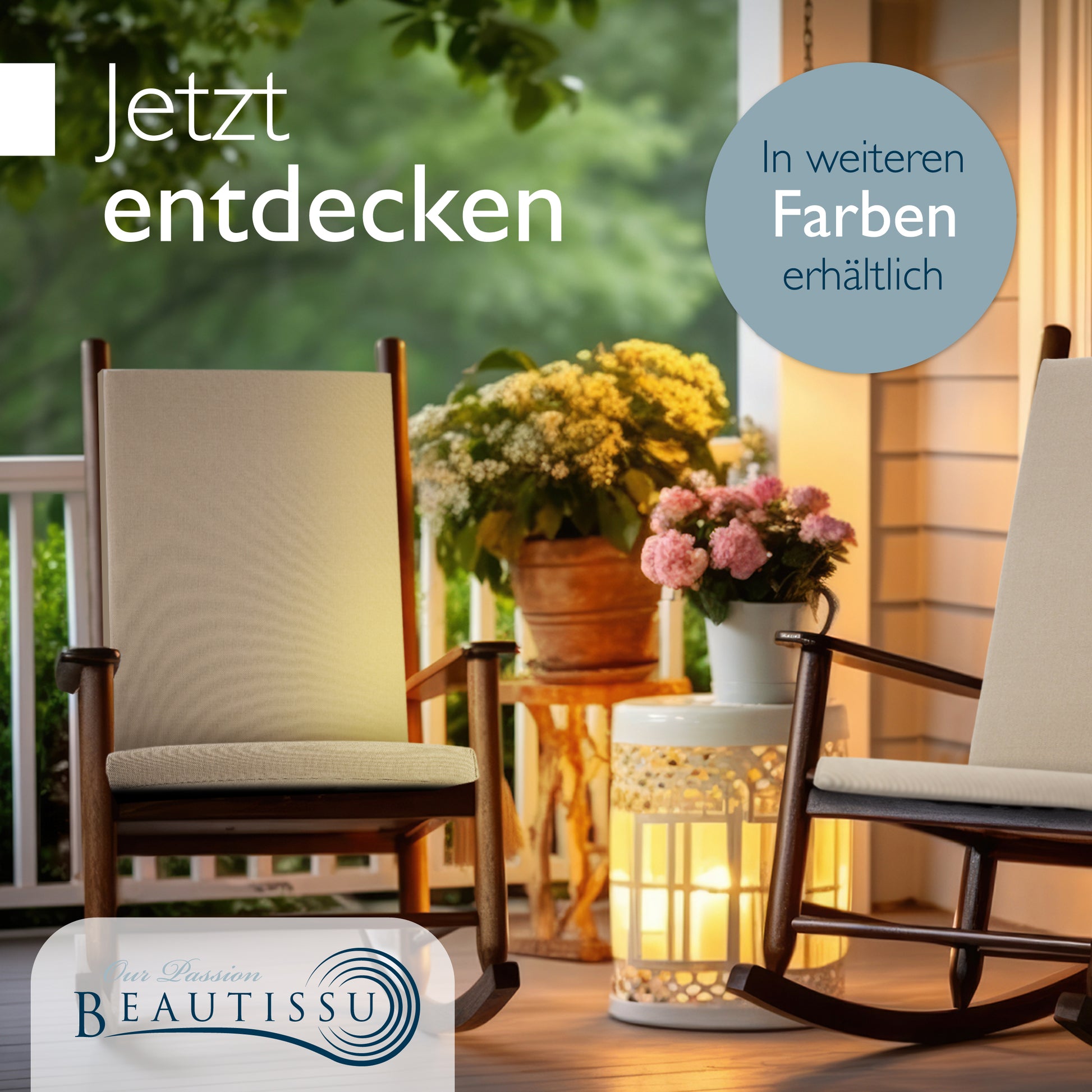 Beautissu 100% Wasserdicht Premium Hochlehner Stuhlauflage 120x50x6 cm