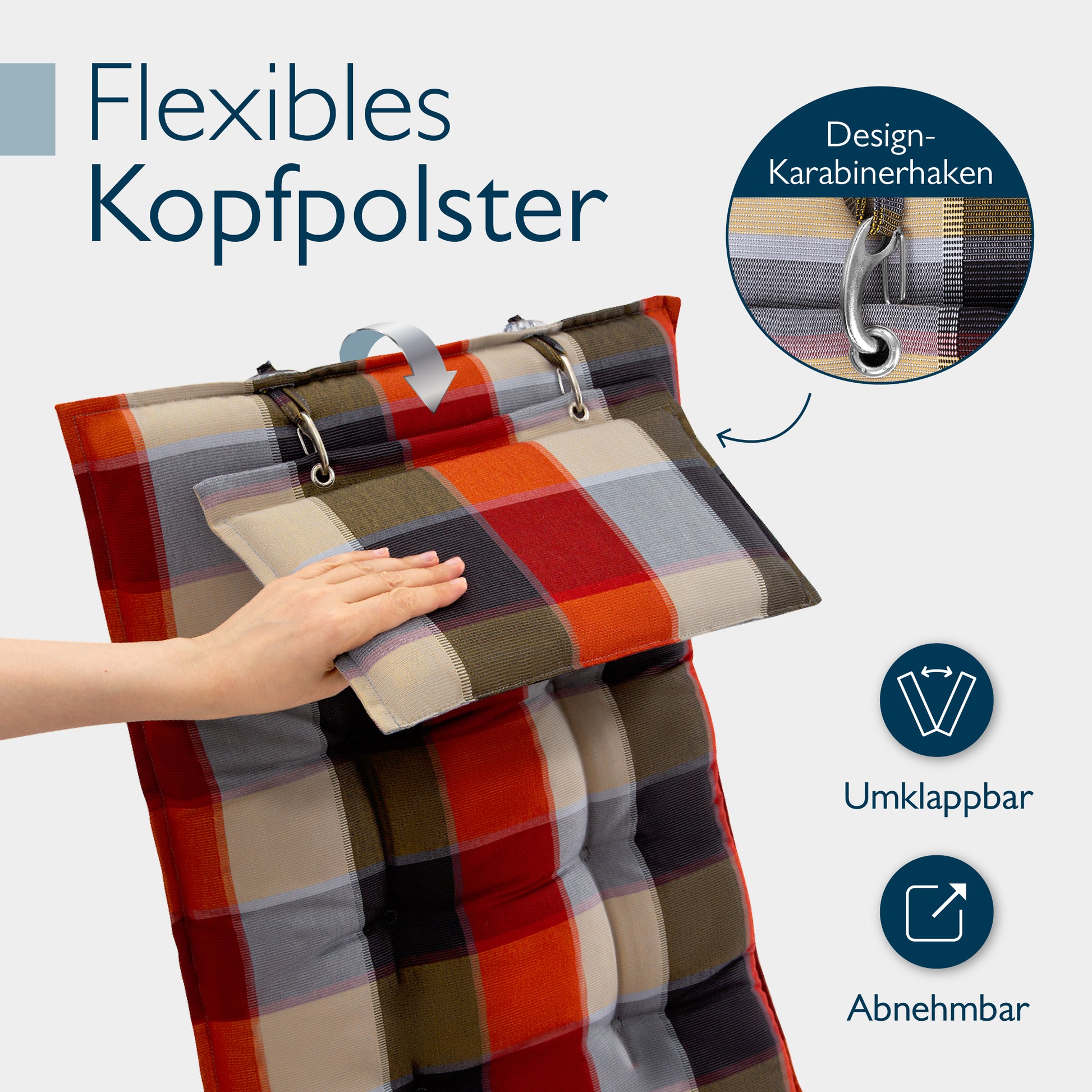 Beautissu Hochlehner Stuhlauflage 120x50x8 cm  – Gartenstuhl Sitzkisse