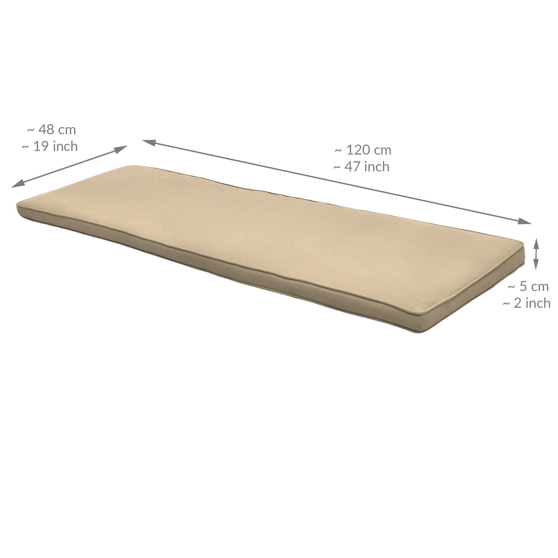 Beautissu Bankauflage Loft BK für Gartenbank, robuste 220 g/m² Stoffqualität, abnehmbar und waschbar, komfortable Polyurethan-Schaum Polsterung