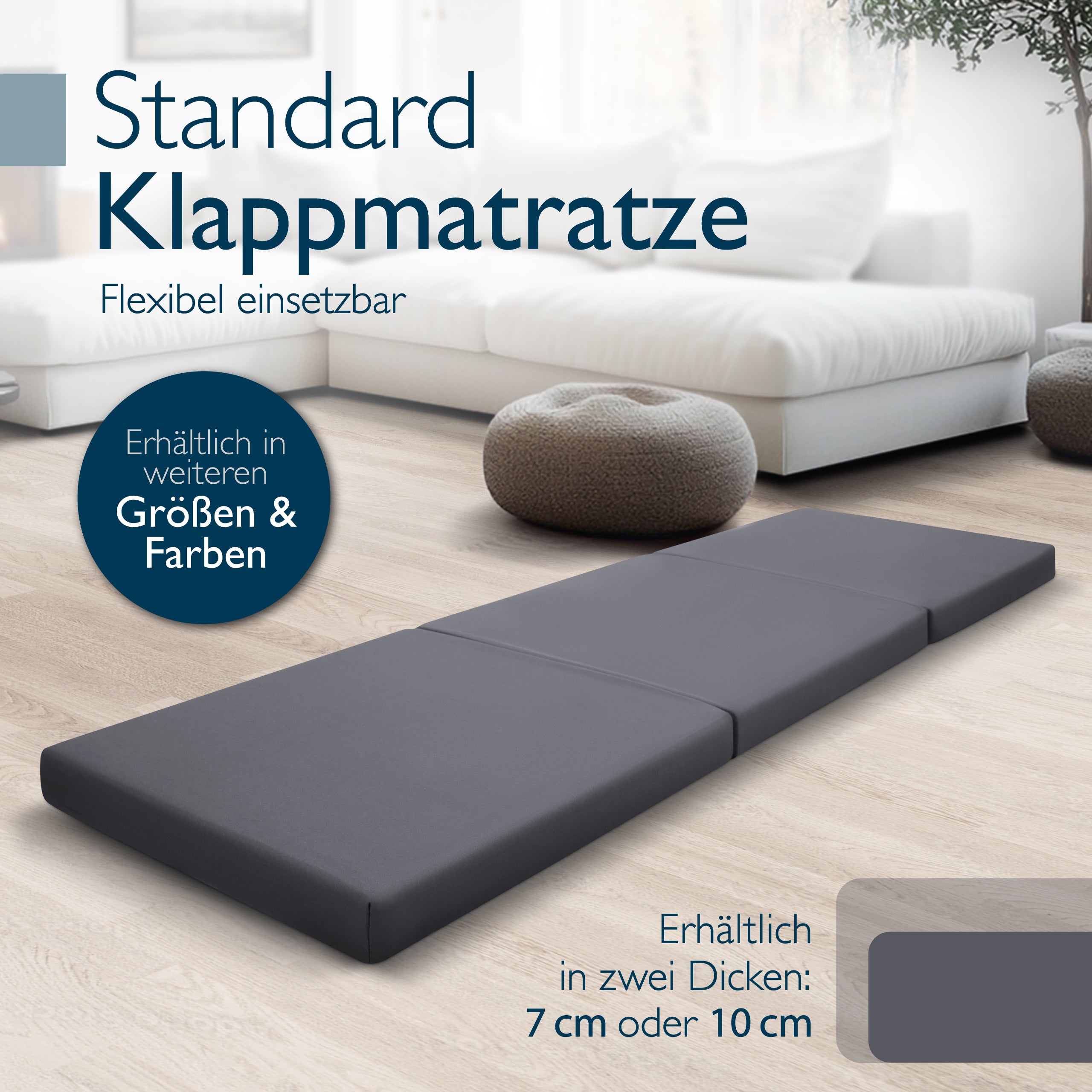 Beautissu Klappmatratze als Gästebett & Reisematratze div. Größen & Fa